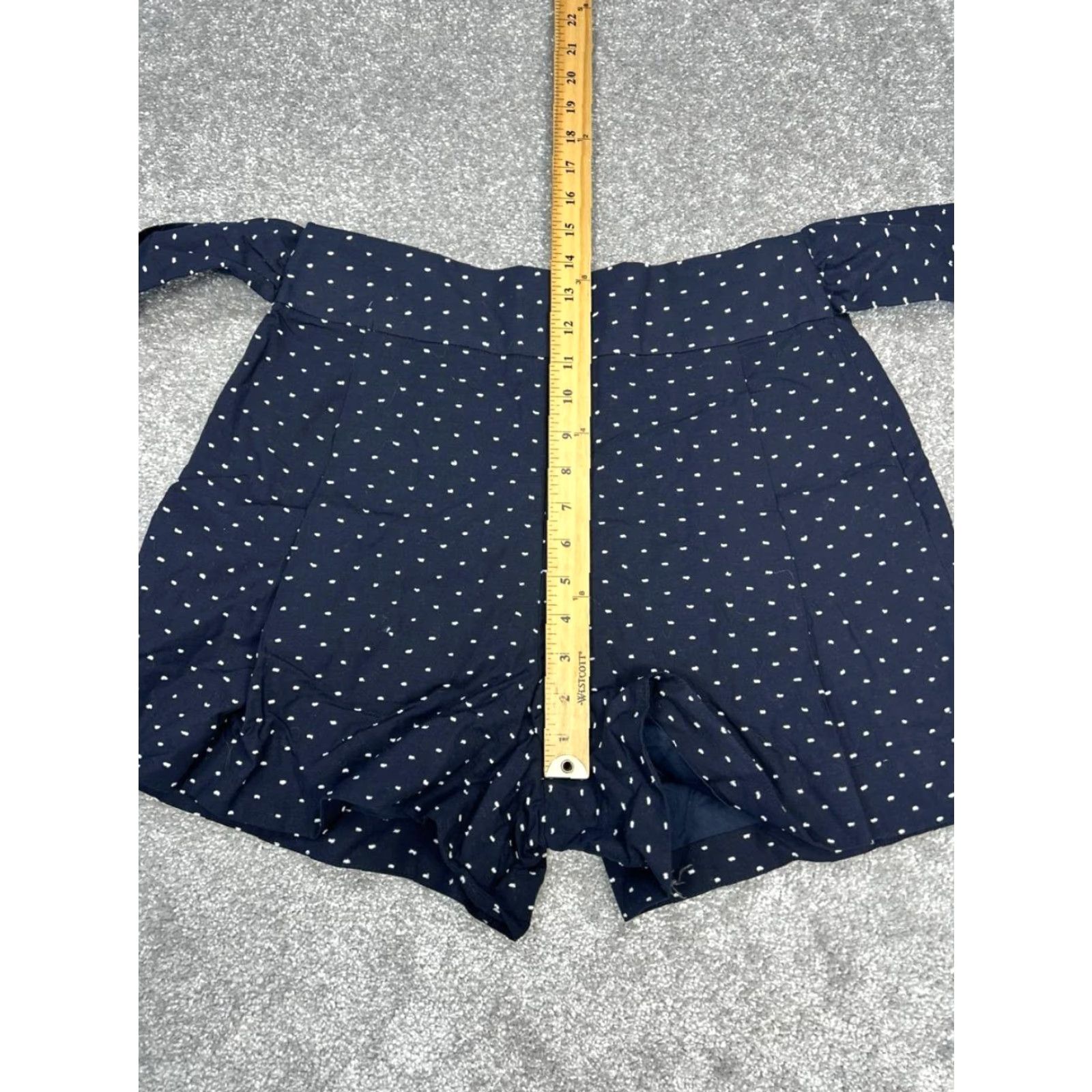 J.Crew J Crew Tie Waist Shorts Womens 10 Blue Clip Dot Cotton High Rise Side Zip New Size 32" / US 10 / IT 46 - 6 Thumbnail