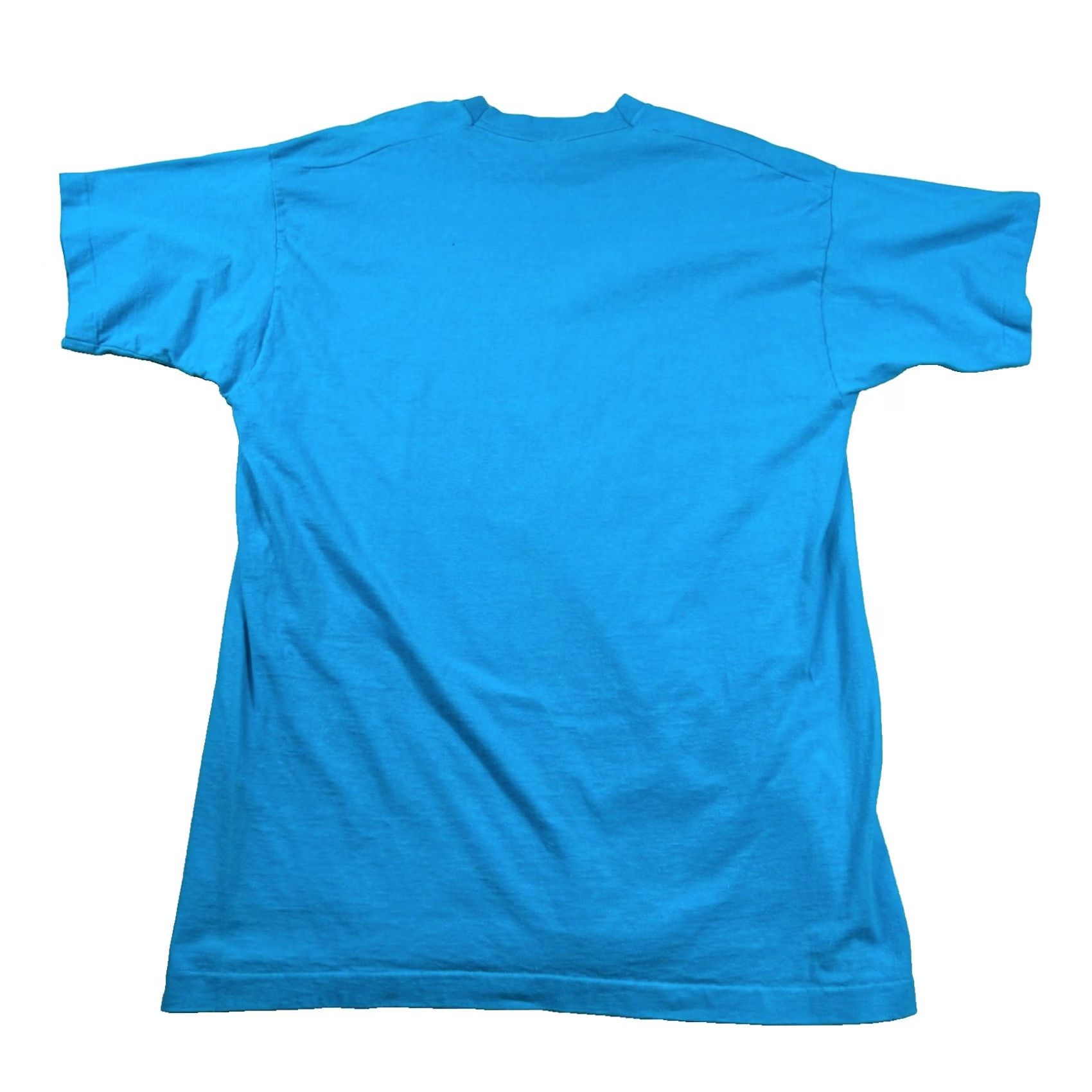 Fruit Of The Loom VINTAGE Fruit of the Loom Shirt Mens 2XL Crew Neck Short Sleeve Blue Cotton Knit 80s 90s Obscure Fun USA Size US XXL / EU 58 / 5 - 2 Thumbnail