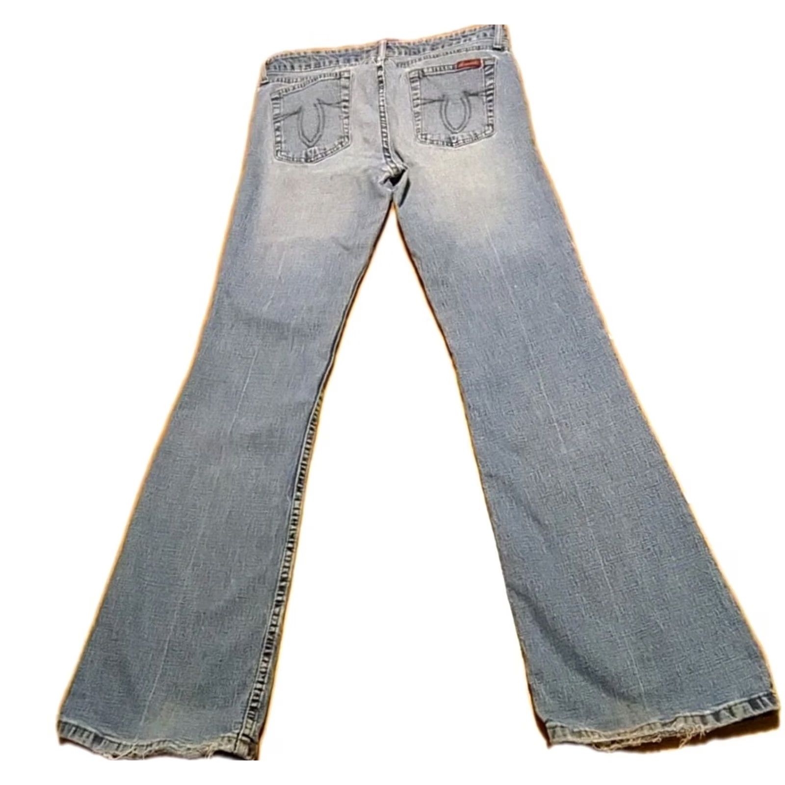 Vintage Aéropostale Jeans Women's 9/10 Regular Blue Light Wash Mid Rise Flare Jeans Size 30" / US 8 / IT 44 - 8 Thumbnail