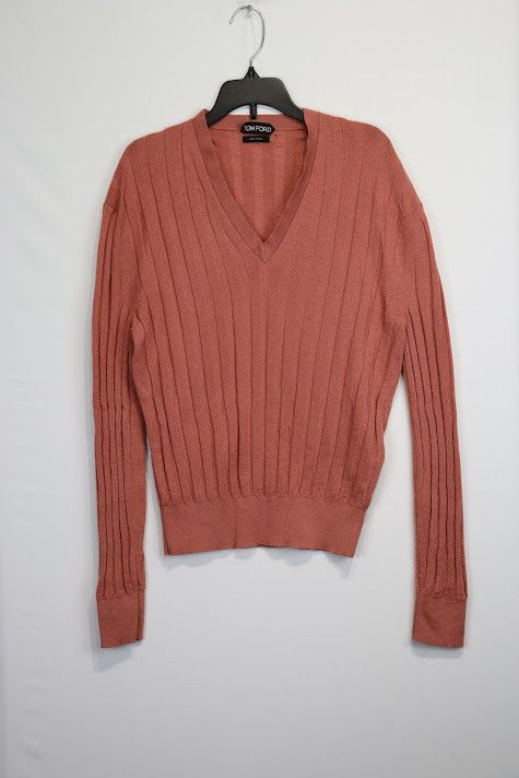 image of Tom Ford O1Rshd1 Fits Like Small V Neck Sweater In Pink, Men's