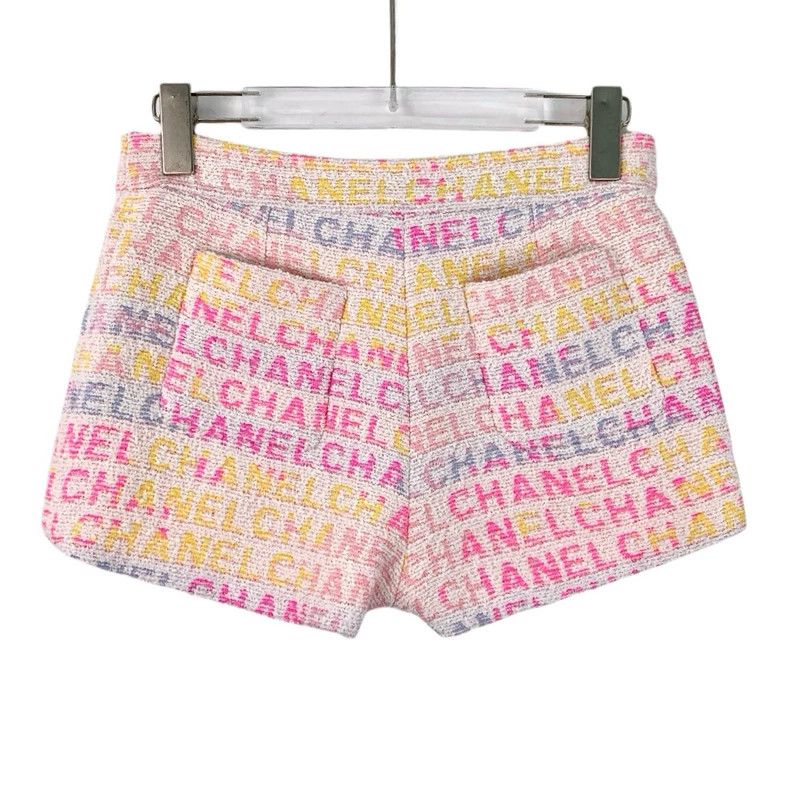 Chanel Chanel Pink logo jacquard full-print tweed casual shorts 25 Size 42" / US 20 - 2 Thumbnail