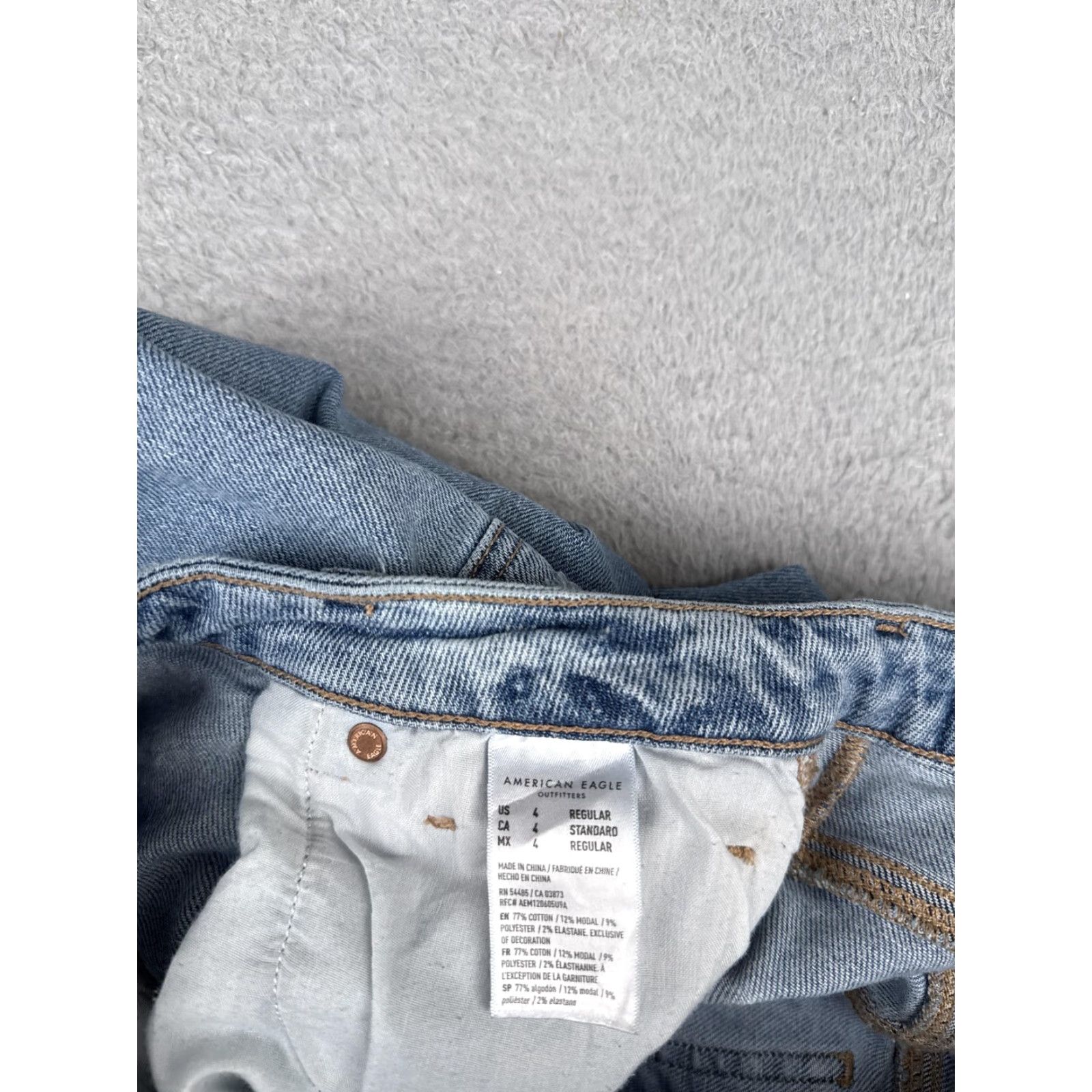 American Eagle Outfitters American Eagle Jeans Womens 4 Blue Distressed High Rise Straight Stretch Denim Jeans Modern 90s Womens Size 27" / US 4 / IT 40 - 7 Thumbnail