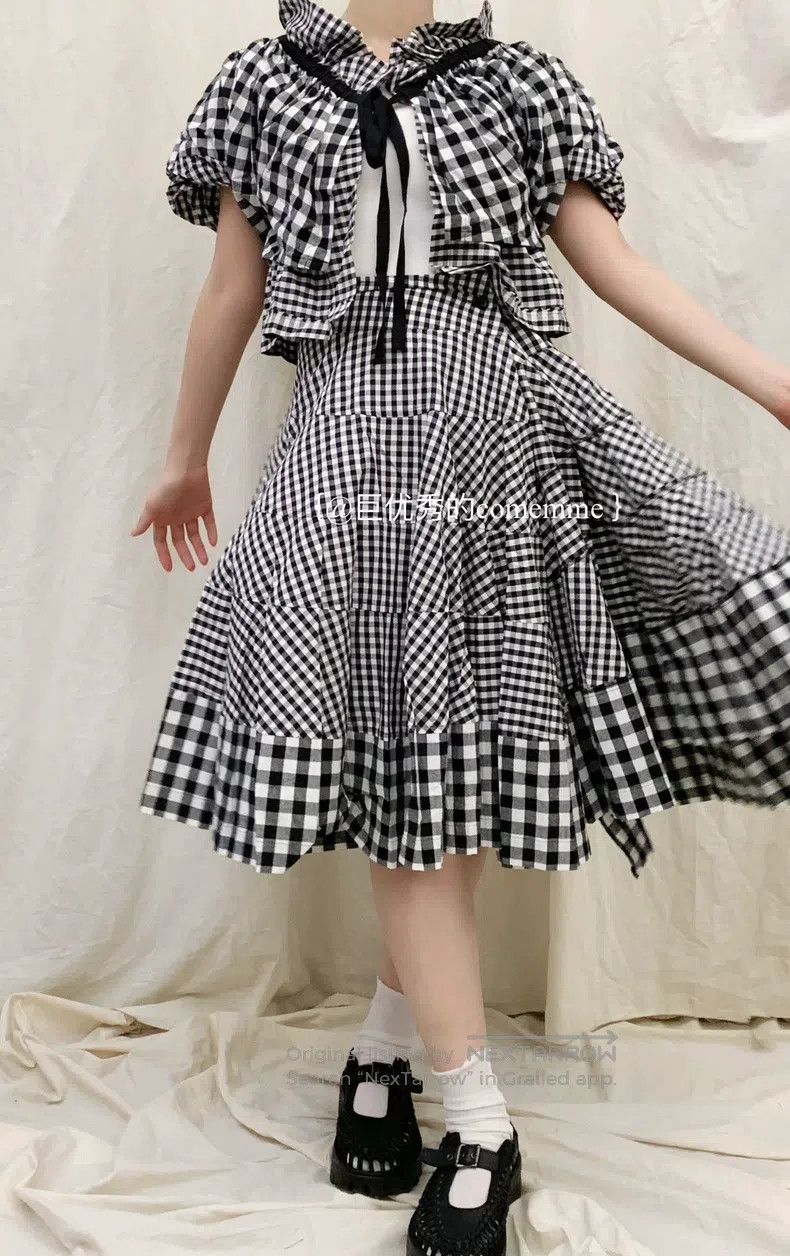 Comme des Garcons Comme des Garcons size M Black and White Plaid Asymmetrica Size 23" - 8 Thumbnail