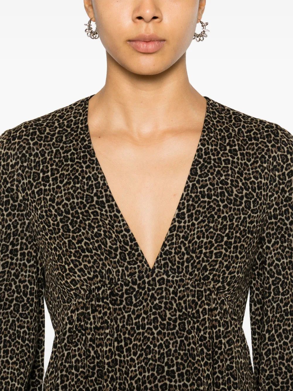 Saint Laurent Paris o1y0126 Mini Dress in Brown/Beige Size M / US 6-8 / IT 42-44 - 2 Thumbnail
