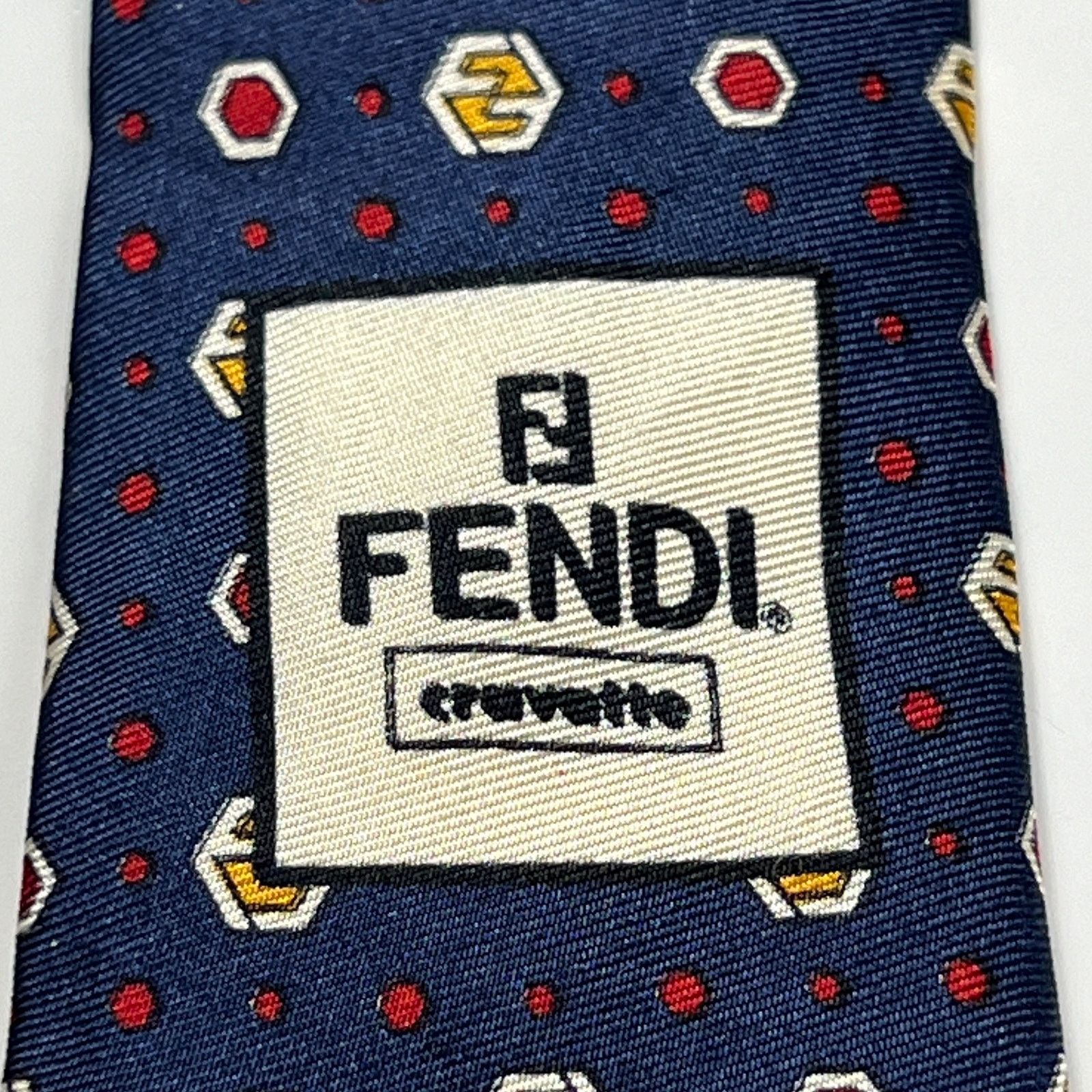 Fendi Fendi Men Made In Italy Tie Blue Red White 100% Silk Necktie Size ONE SIZE - 3 Thumbnail