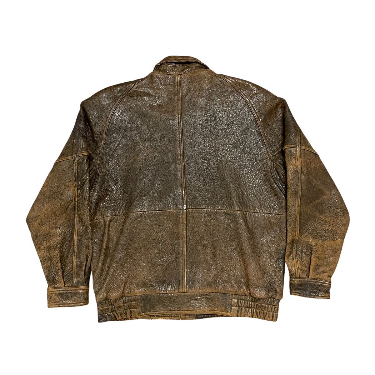 Vintage Vintage 90s Distressed Brown Sheep Leather A-2 Bomber Jacket Size US L / EU 52-54 / 3 - 11 Thumbnail