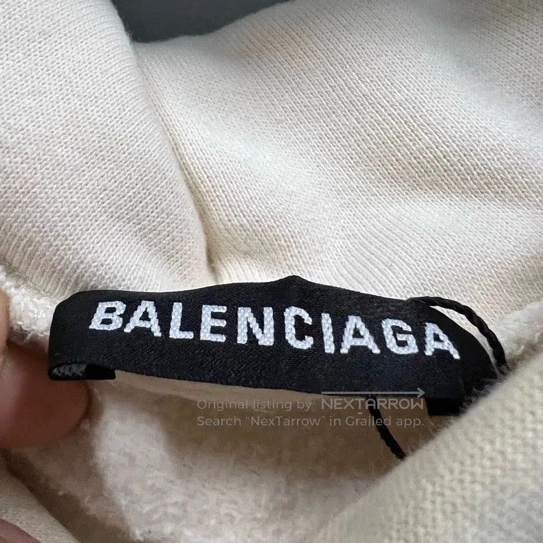 Balenciaga Balenciaga Beige Embroidered Logo Hoodie. Size US L / EU 52-54 / 3 - 3 Thumbnail