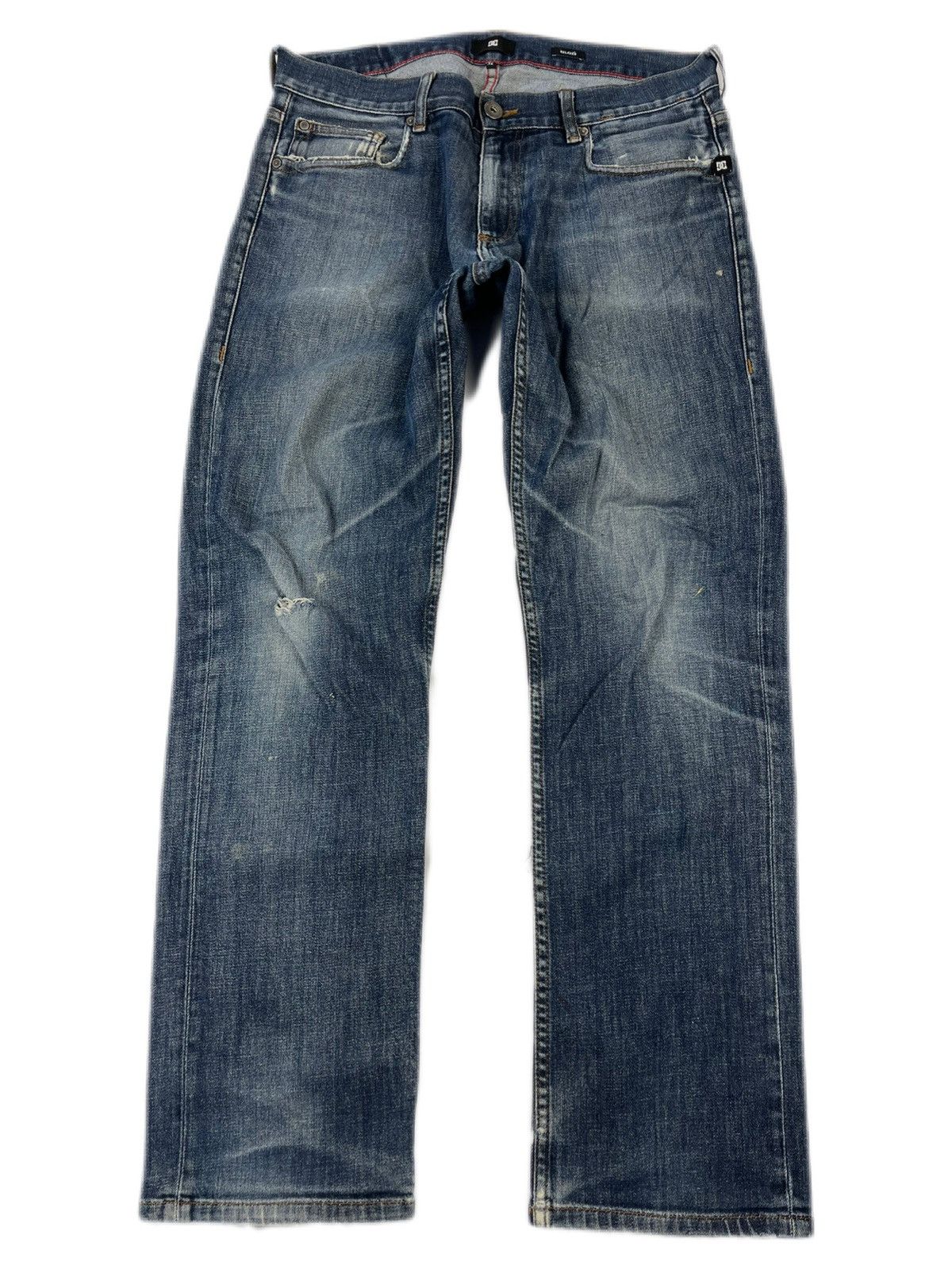 DC × Japanese Brand 00s Vintage DC Big Logo Denim Faded Distressed Jeans Y2K Size US 32 / EU 48 - 1 Thumbnail