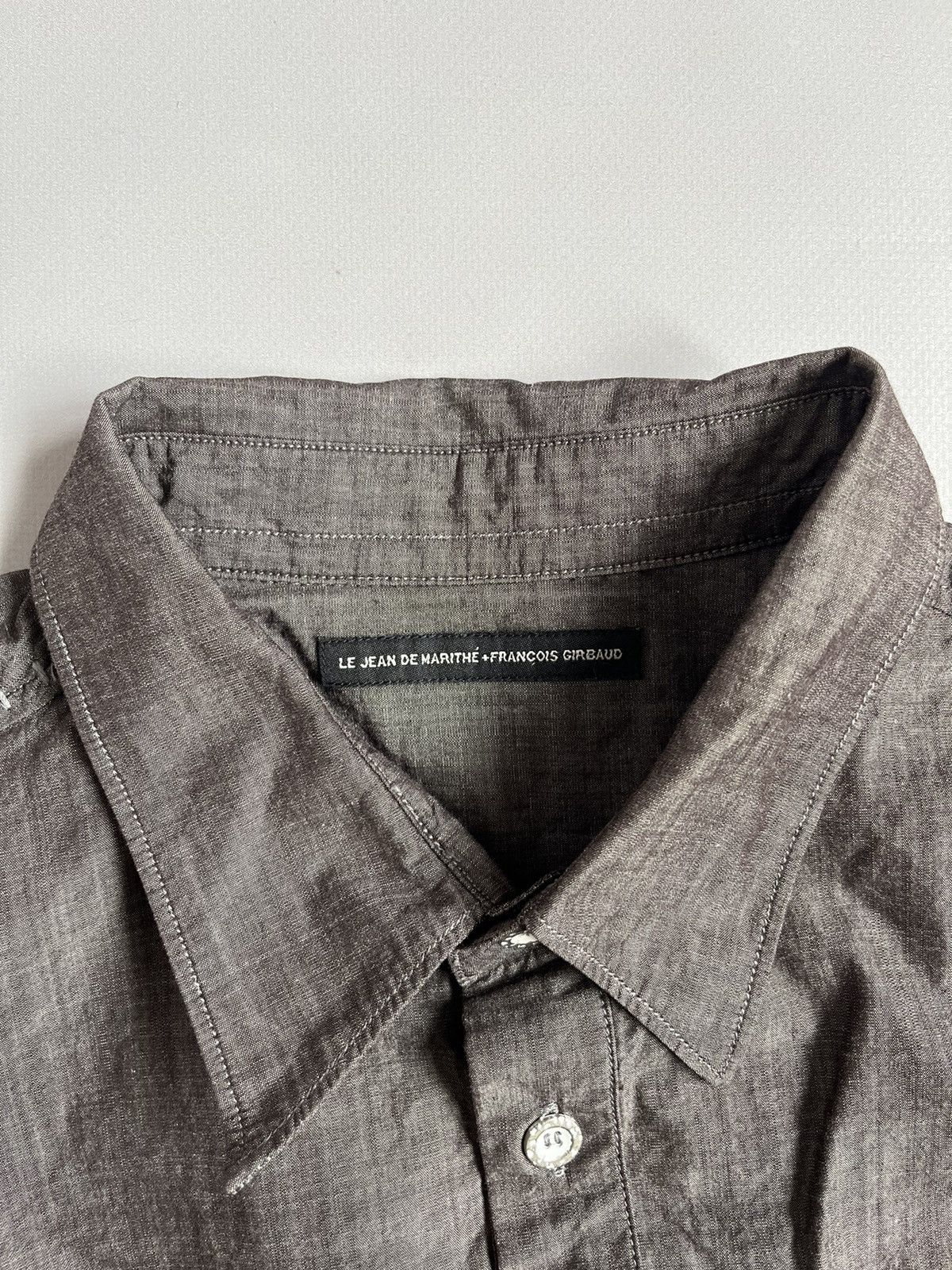 Marithe + Francois Girbaud × Vintage Le Jean De Marithe Francois Girbaud Men Grey Button Up Shirt Size US L / EU 52-54 / 3 - 5 Thumbnail
