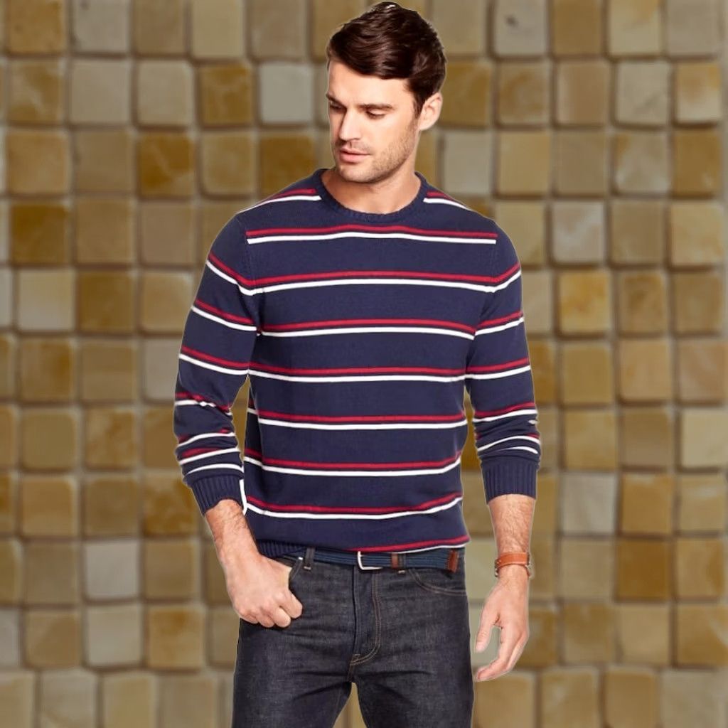 Izod IZOD PREMIUM ESSENTIALS CREWNECK SWEATER BLUE STRIPED Size US XXL / EU 58 / 5 - 1 Preview