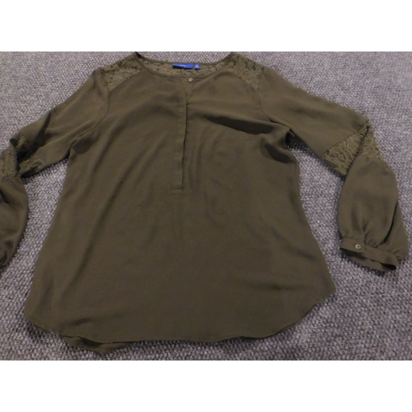 Apt. 9 Apt 9 Womens Blouse M Green Crew Neck Pullover Stretch Regular Floral Casual Cap Sleeve Shirt Size M / US 6-8 / IT 42-44 - 3 Thumbnail