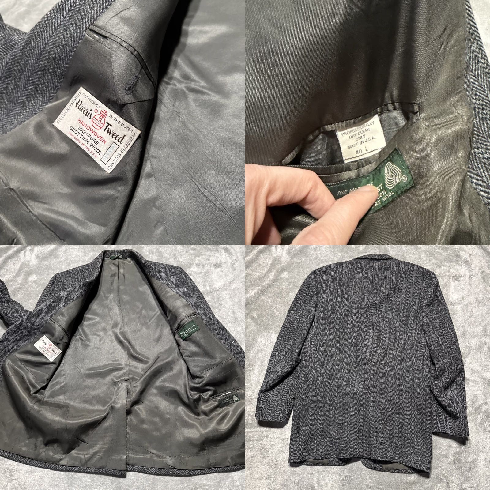 Harris Tweed VINTAGE Harris Tweed Sport Coat Men 40 Long Herringbone Blazer Wool Jacket Size 40R - 8 Thumbnail