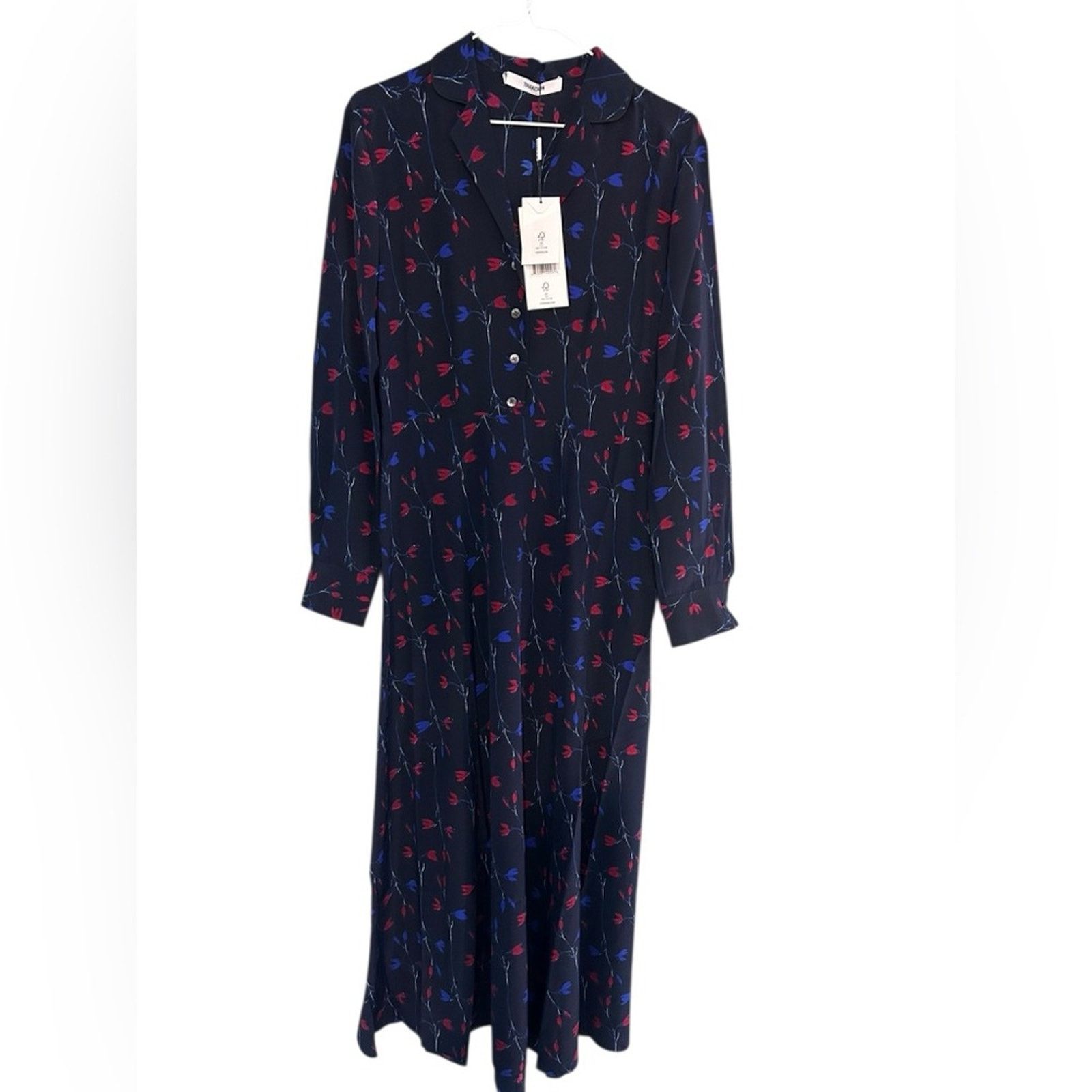 THAKOON Thakoon Silk Navy Tulip Long Sleeve Shirt Midi Dress NWT 4 Size S / US 4 / IT 40 - 3 Thumbnail