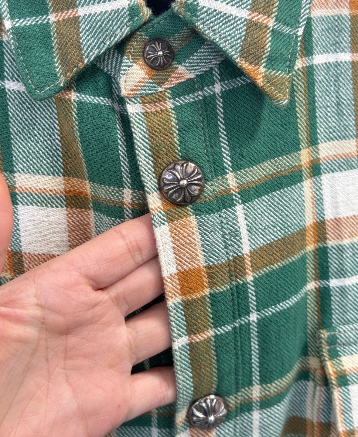 Chrome Hearts Pink letter sleeve green lined flannel jacket Size US S / EU 44-46 / 1 - 3 Thumbnail