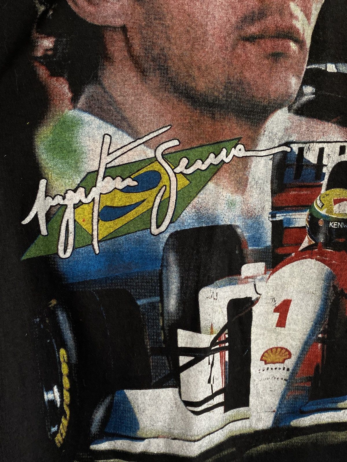 Vintage Vintage Aryton Senna AOP Formula 1 Racing Memorial Tee Size US L / EU 52-54 / 3 - 6 Thumbnail
