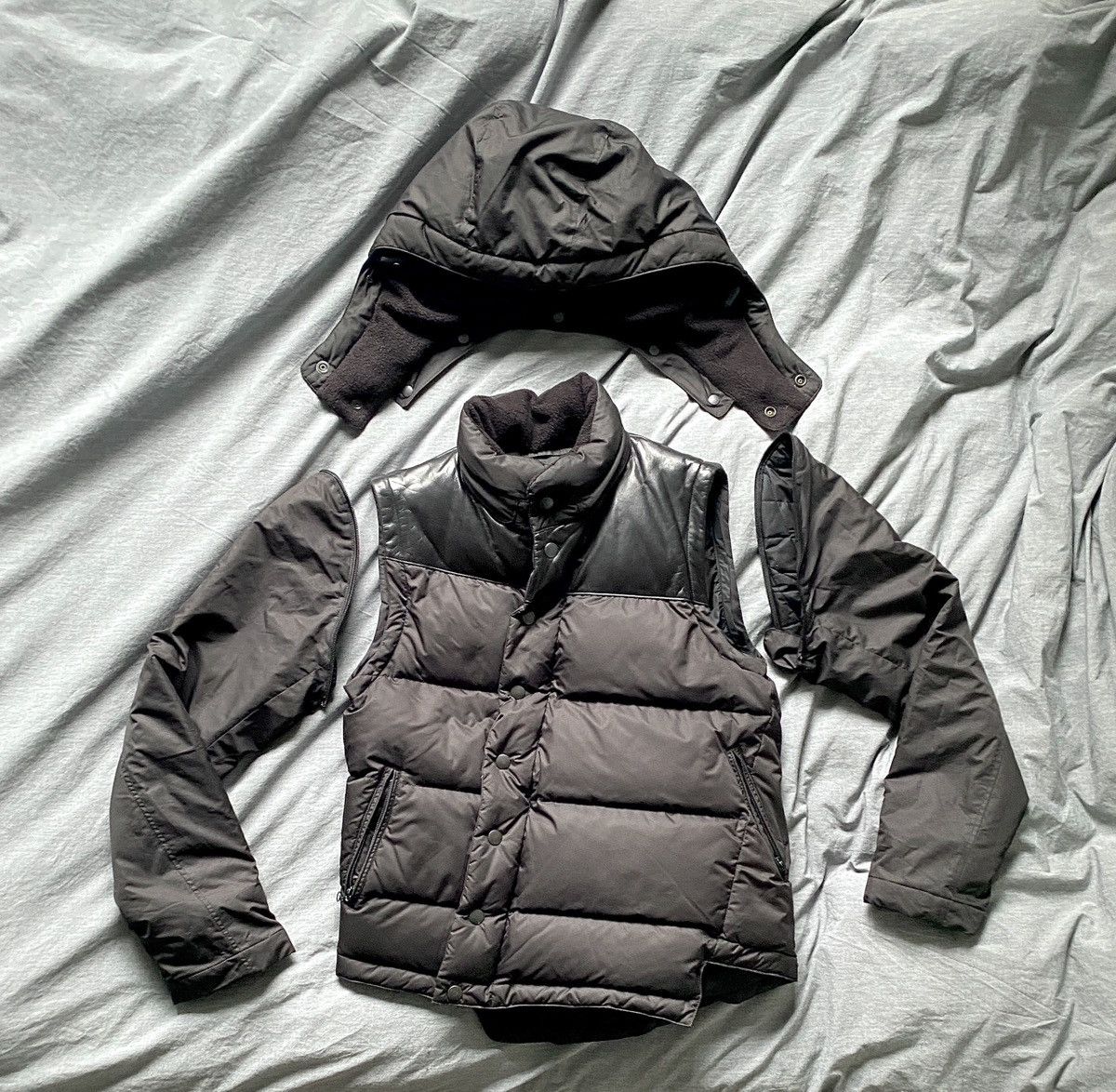 Pre-owned Maison Mihara Yasuhiro X Miharayasuhiro 3 Way Asymmetric Down Filled Jacket Black (size Medium)