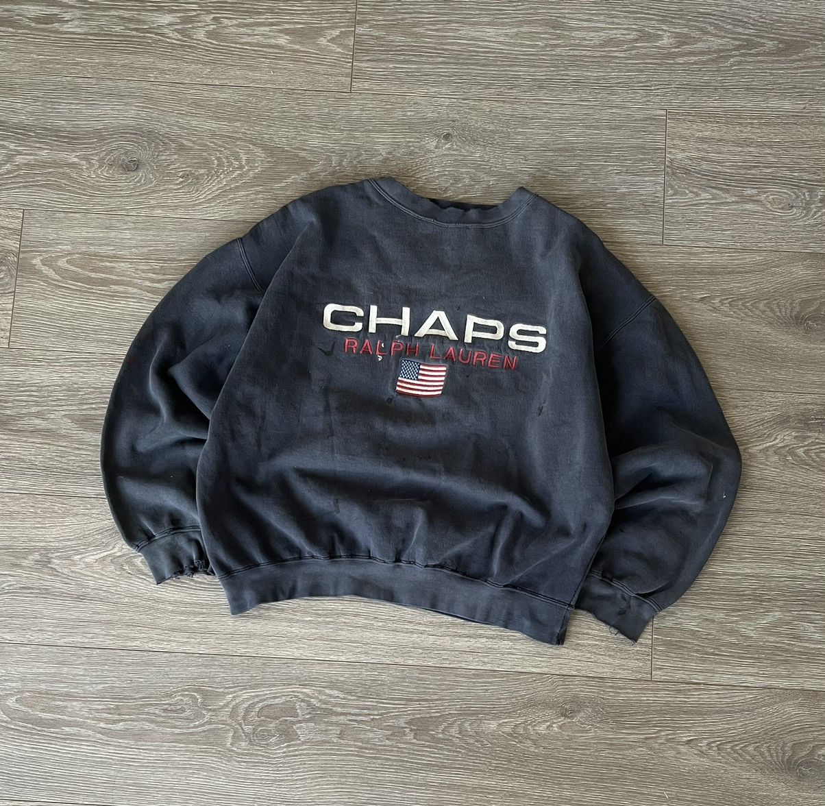 Chaps Ralph Lauren × Polo Ralph Lauren × Vintage Vintage 💥 Chaps Ralph Lauren USA Flag Sweatshirt distressed Size US M / EU 48-50 / 2 - 2 Thumbnail