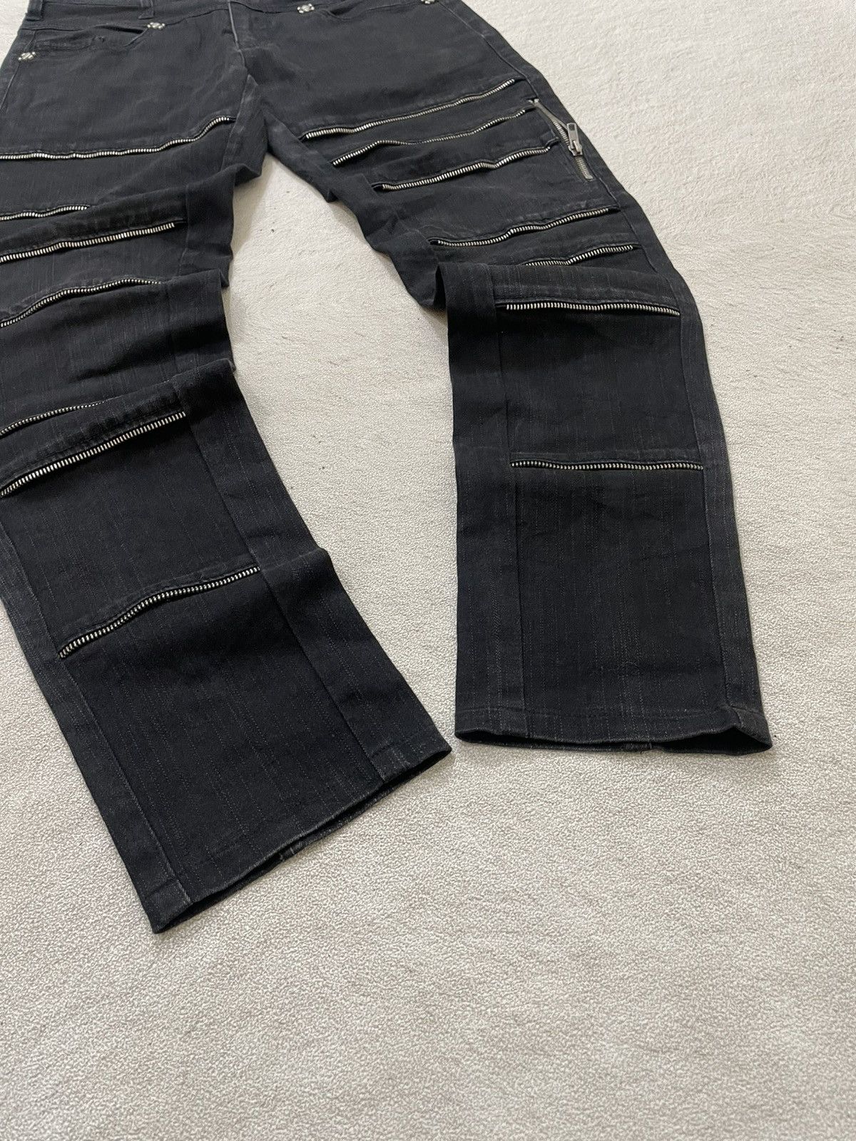 Japanese Brand 2000s Japanese Black Biker Multi Zipper Denim Hysteric Y2K Size US 29 - 3 Thumbnail