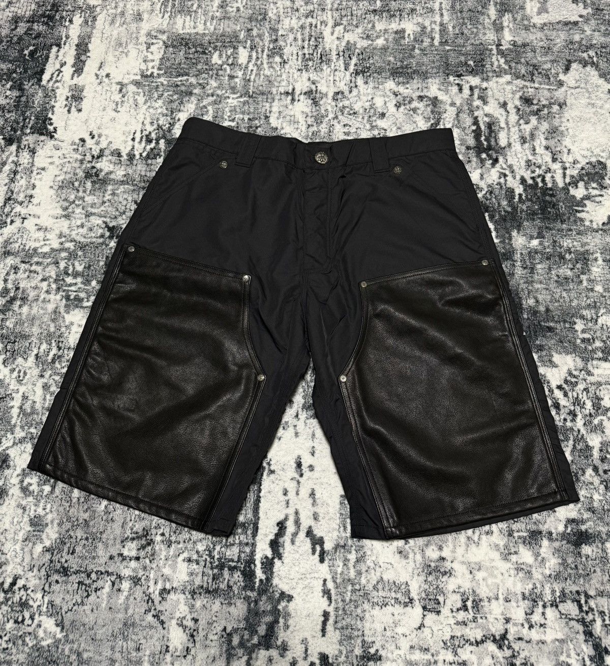 Chrome Hearts Chrome Hearts Cross Patch Leather Double Knee Shorts Size US 34 / EU 50 - 1 Thumbnail