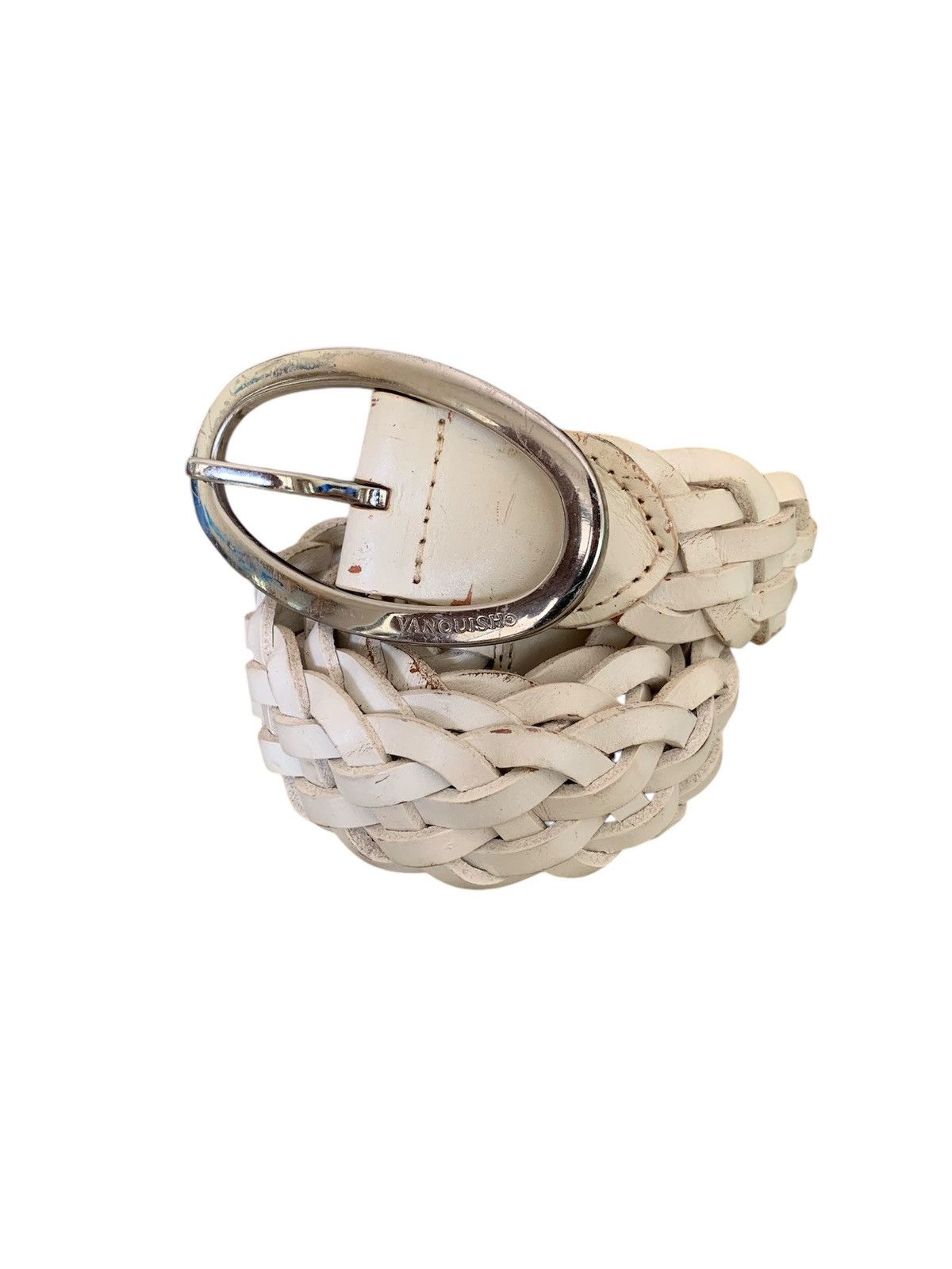 Vanquish white leather belt