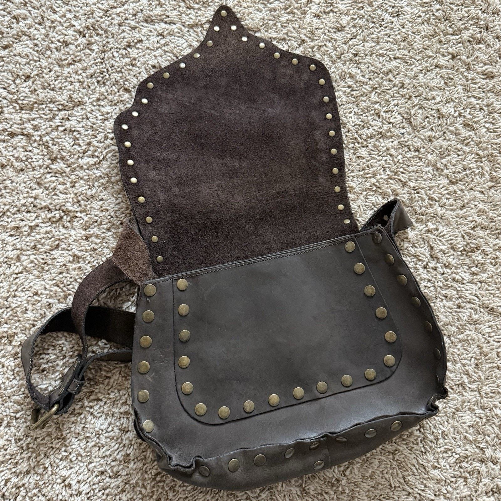 Patricia Nash Dark Brown Leather Bag Purse Shoulder Studded