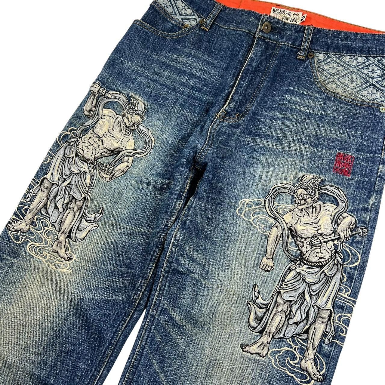 Karakuri Tamashii Vintage Karakuri Embroidered Japanese Denim Jeans - Waist 32 Size US 32 / EU 48 - 2 Thumbnail
