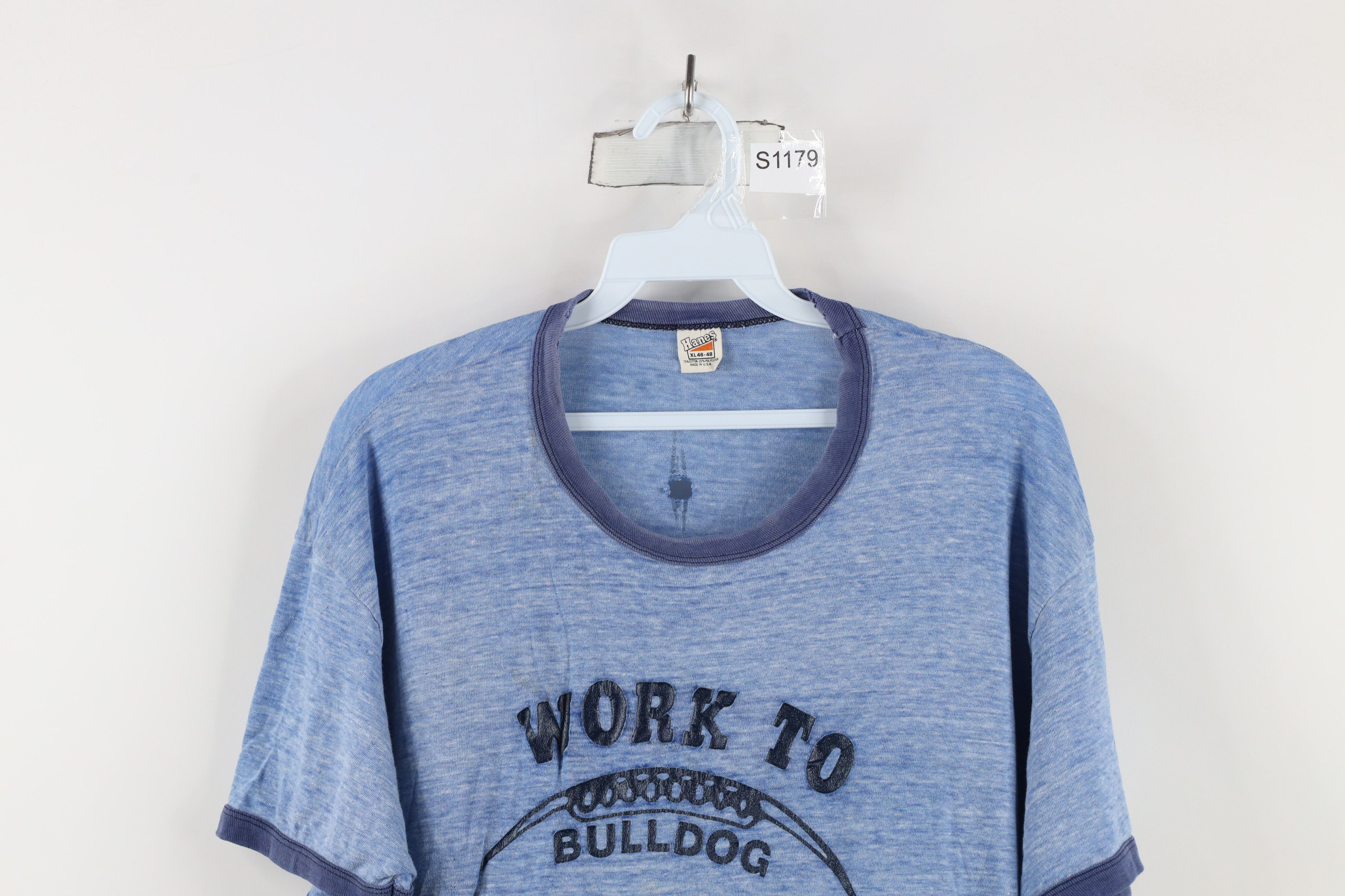 Hanes × Vintage Vintage 70s Hanes Soft Bulldog Football Ringer T-Shirt USA Size US XL / EU 56 / 4 - 2 Thumbnail