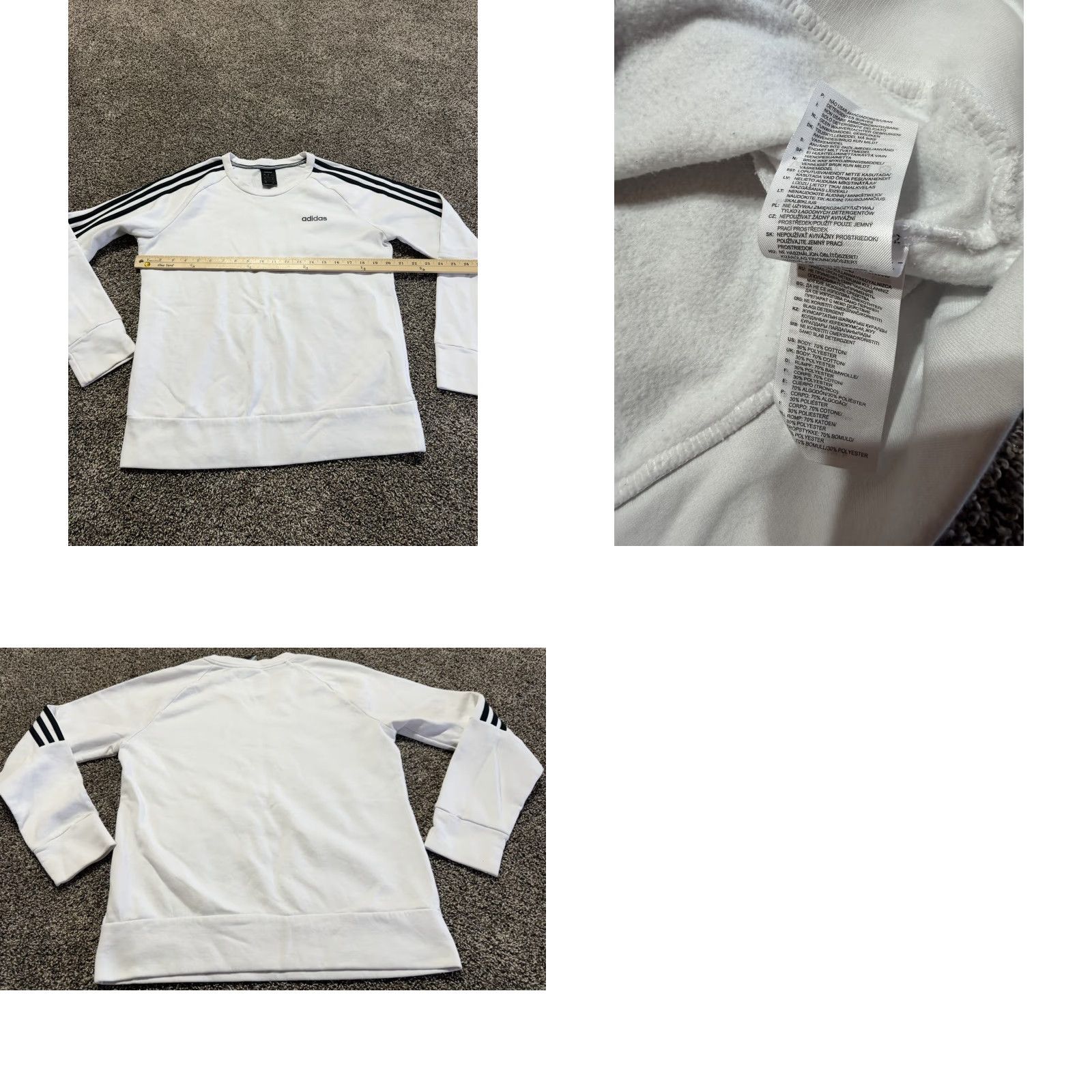 Adidas Adidas Womens Sweatshirt Striped White Medium Soft Fleece Pullover Size M / US 6-8 / IT 42-44 - 8 Thumbnail