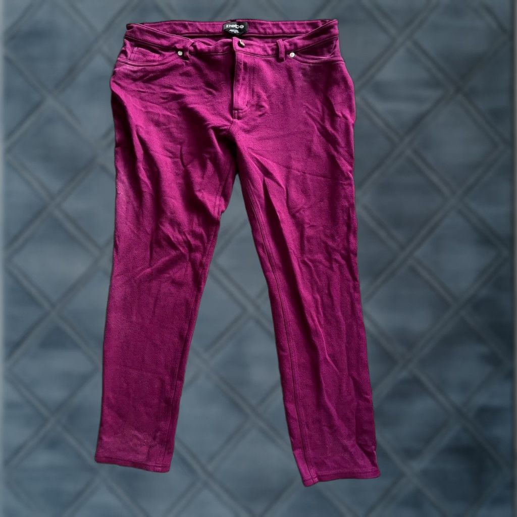 Bebe VINTAGE Bebe Purple Skinny Pants Womens Large Zip Front Jegging Clothing Size 36" / US 14 / IT 50 - 1 Thumbnail