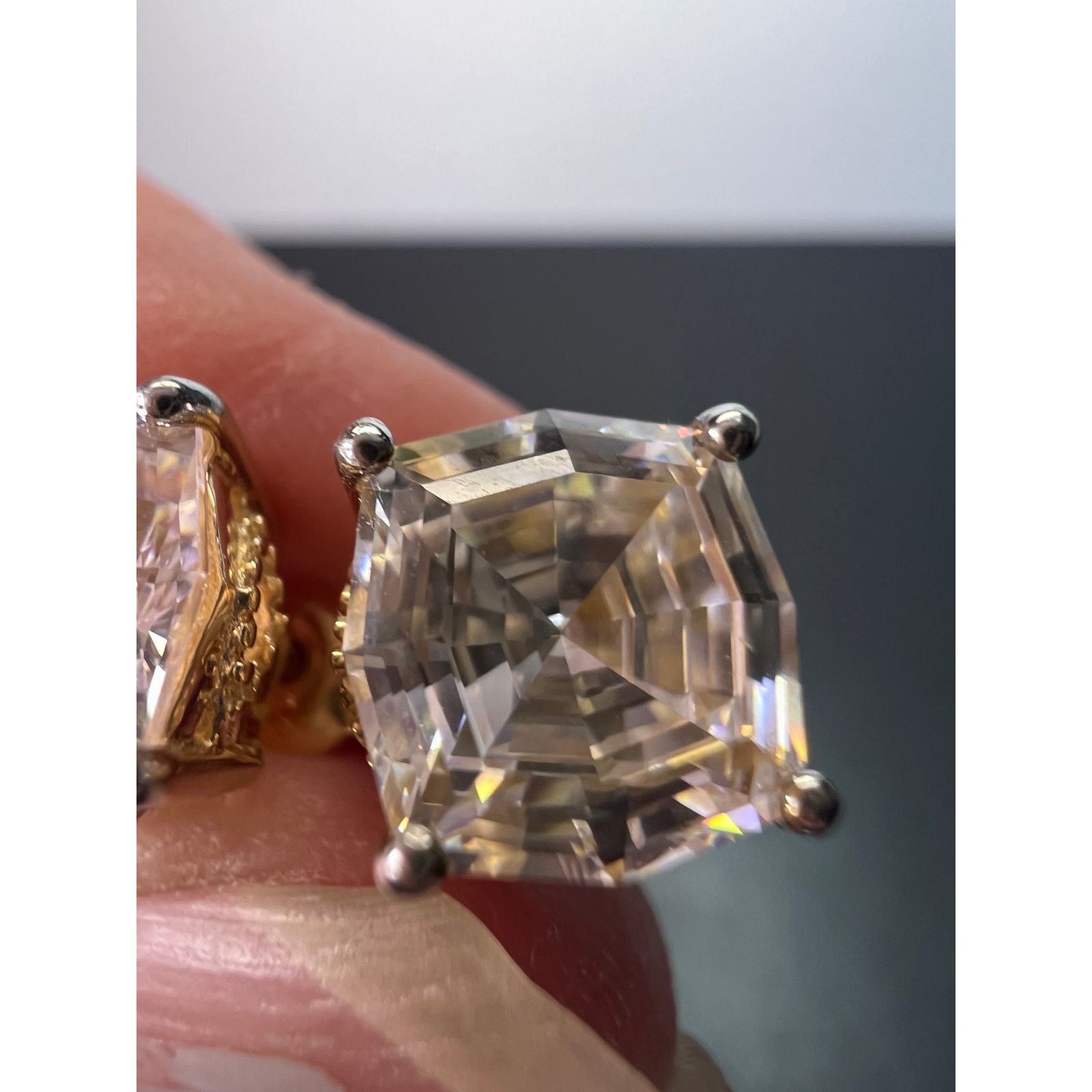Other CZ radiant square YG vermeil stud earrings Size ONE SIZE - 4 Thumbnail