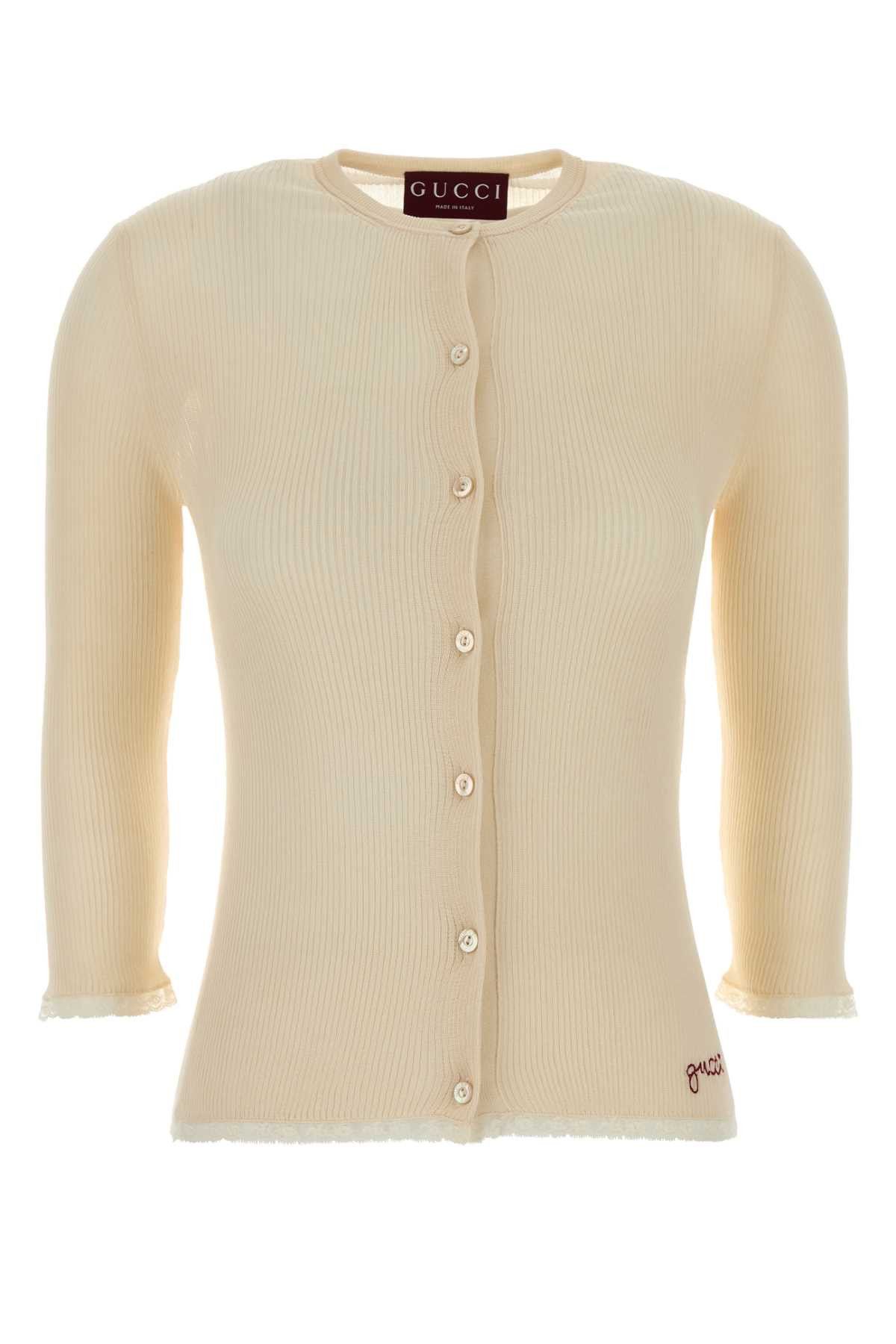 Gucci Cream Cotton Cardigan Size S / US 4 / IT 40 - 1 Thumbnail