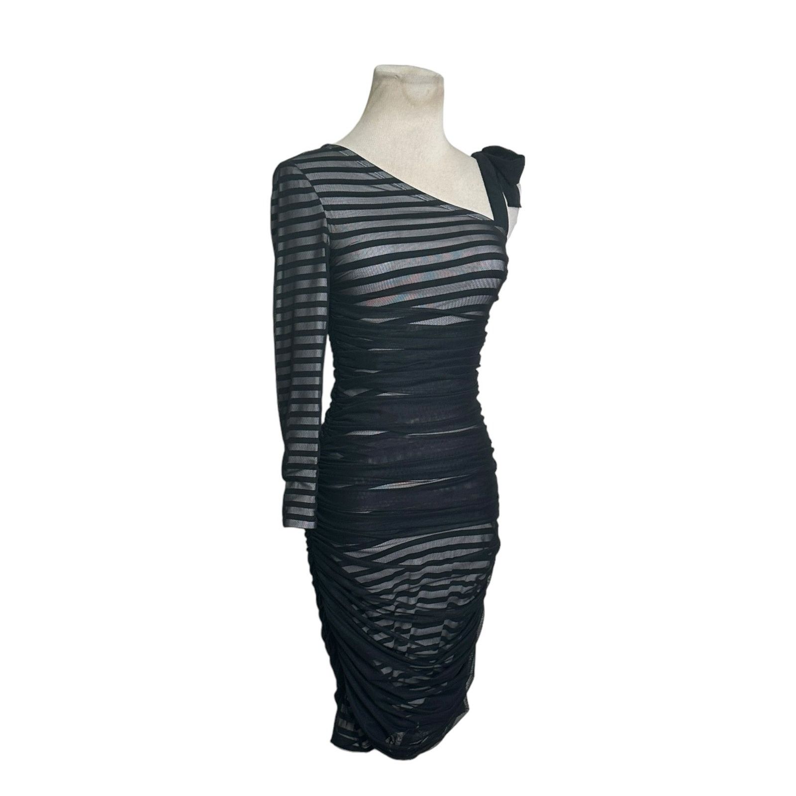Bcbgmaxazria BCBGMAXAZRIA Striped One Shoulder Cocktail Dress size XS Size XS / US 0-2 / IT 36-38 - 10 Thumbnail