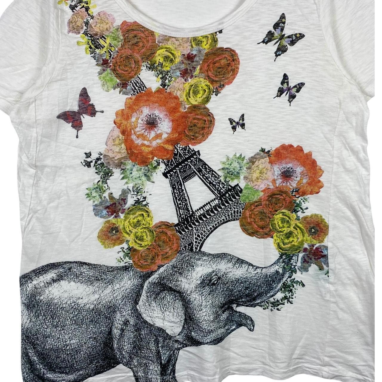 Other PARIS TOWER ELEPHANT Floral Illustration Painting Tee Shirt Size S / US 4 / IT 40 - 3 Thumbnail
