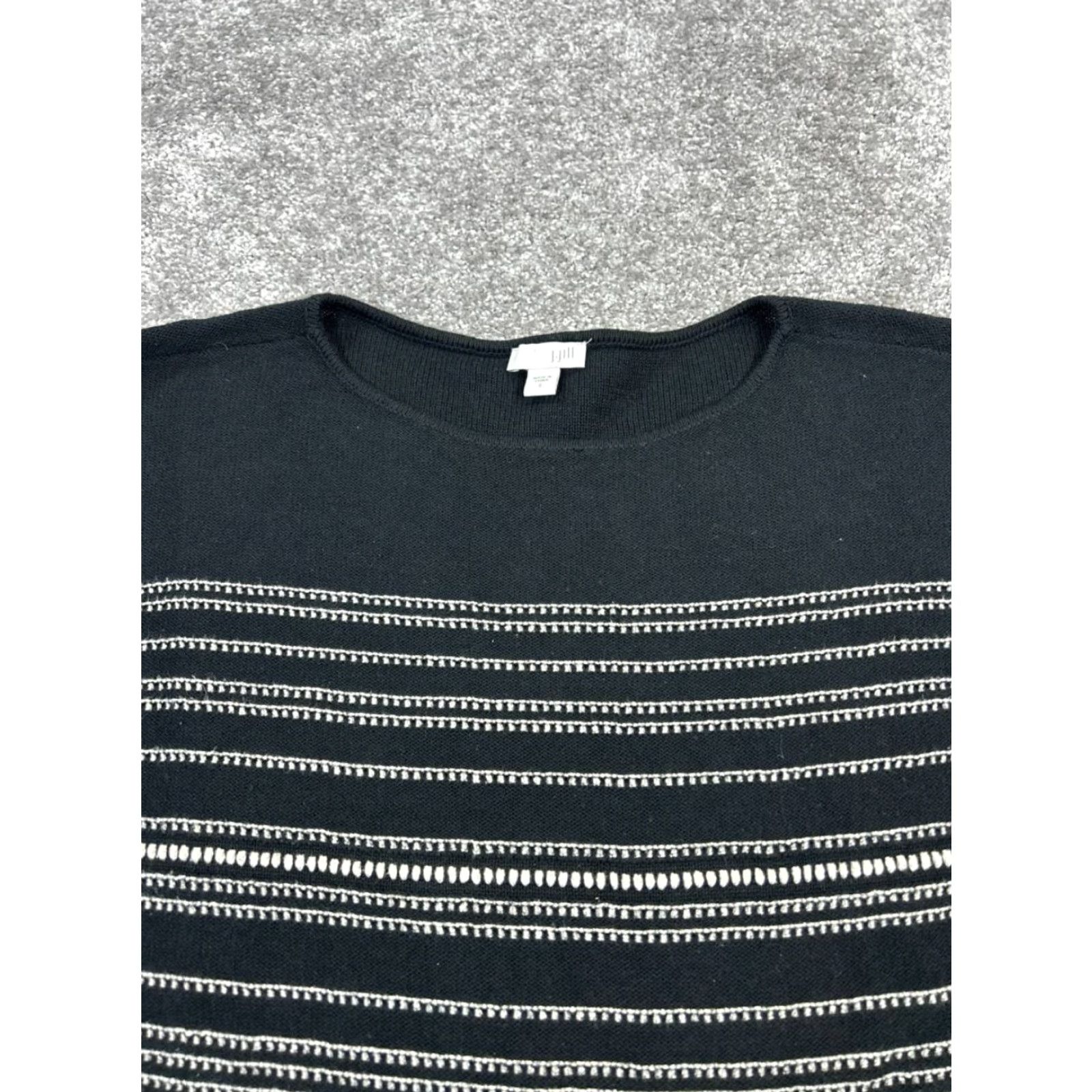 J. Jill VINTAGE J. Jill Sweater Pullover Womens Small Black White Striped Knit Casual Fall Winter Spring Size S / US 4 / IT 40 - 2 Thumbnail