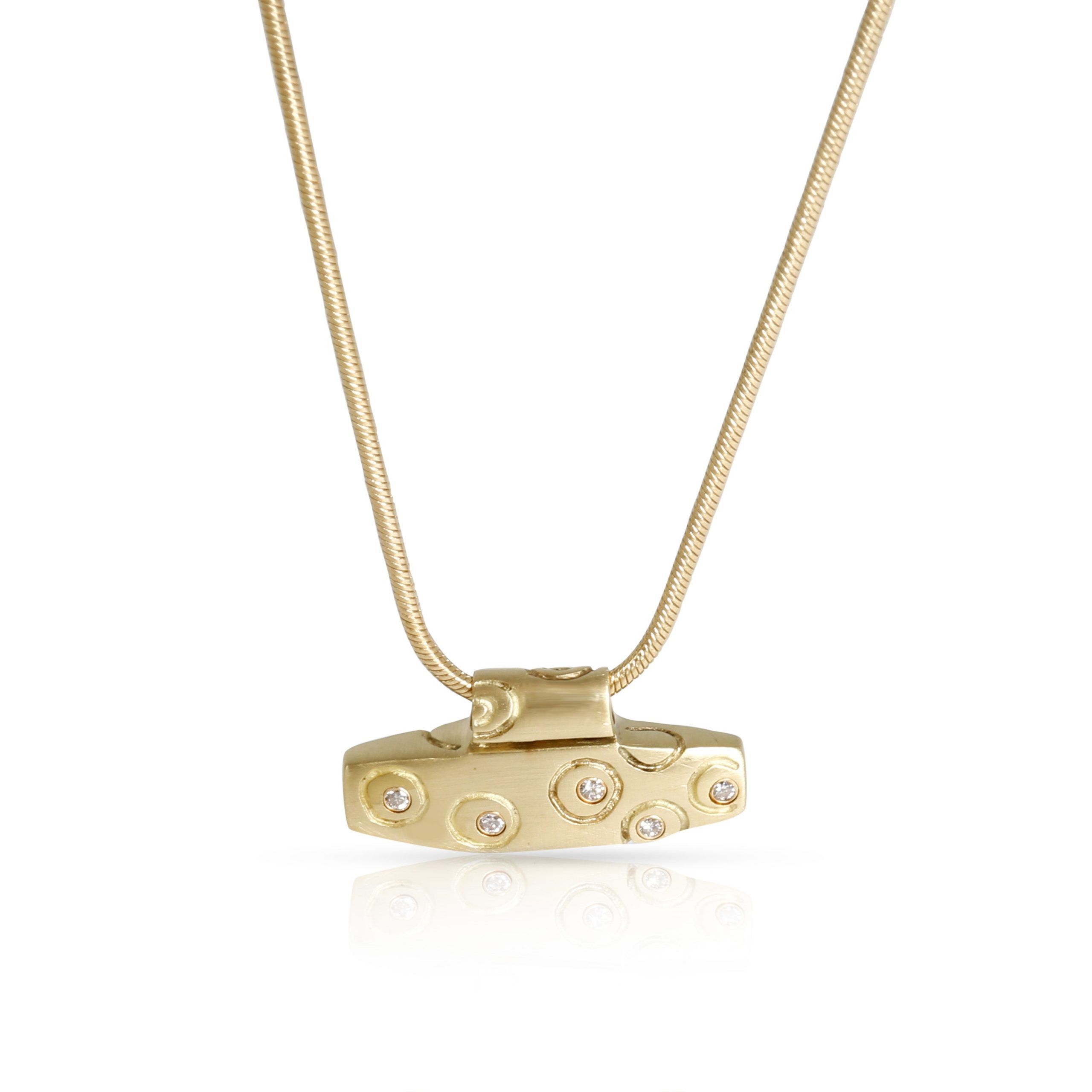 image of Louis Vuitton Lisa Jenks Diamond Bar Necklace In18K Yellow Gold 0.05 Ctw, Women's