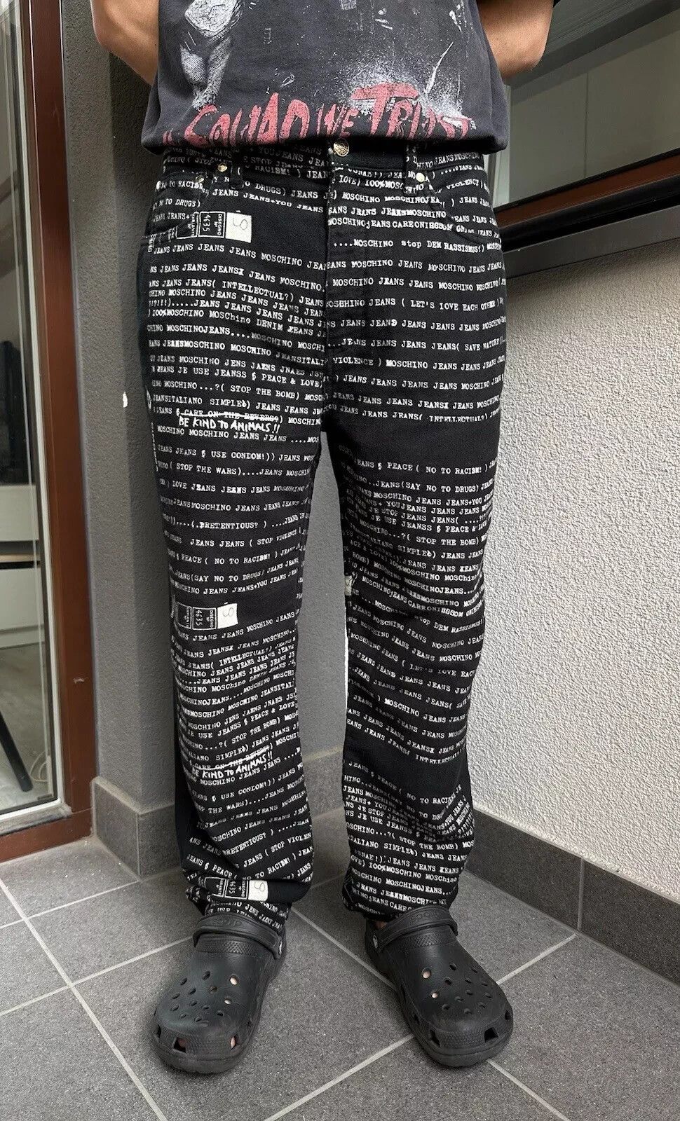 Moschino Vintage 90s Moschino Jeans Print Letters Overprint Pants Size US 32 / EU 48 - 1 Thumbnail