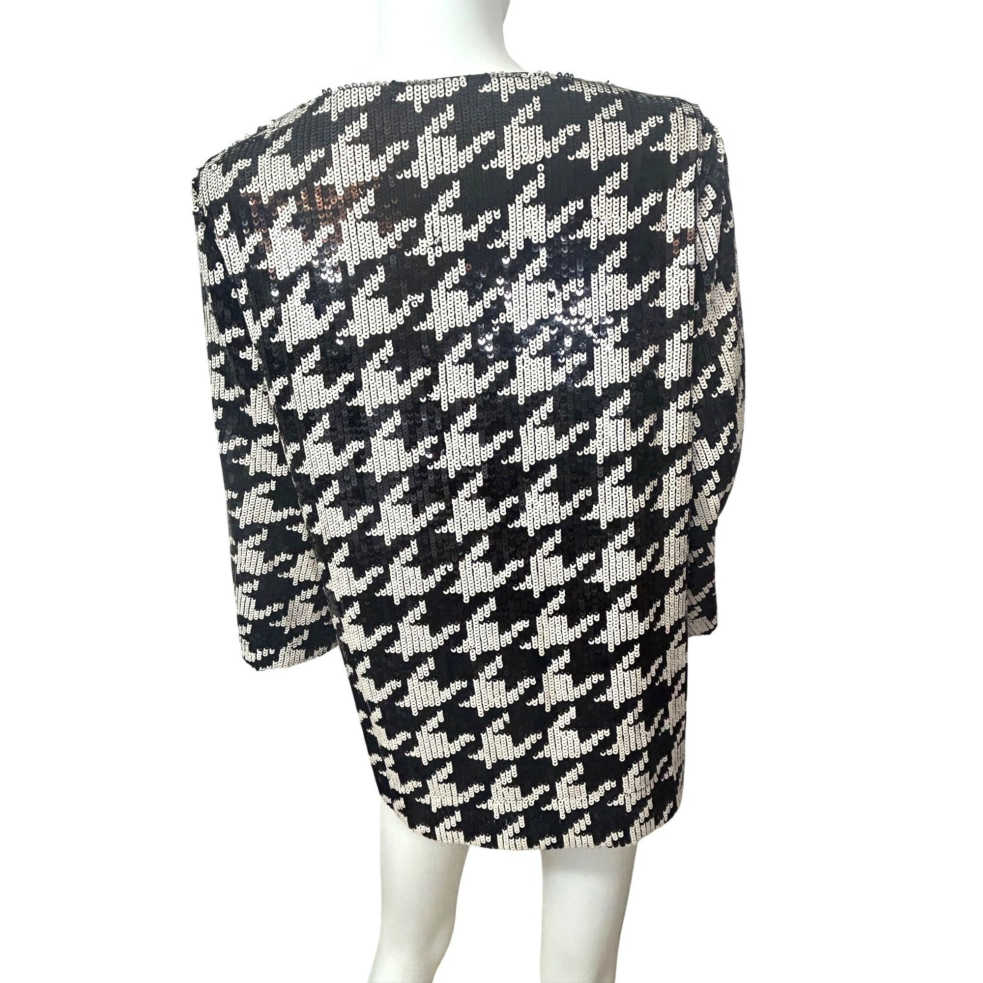 Chicos Chico’s Sequins Top Houndstooth Tunic Black White 1US M Spe Size M / US 6-8 / IT 42-44 - 3 Thumbnail