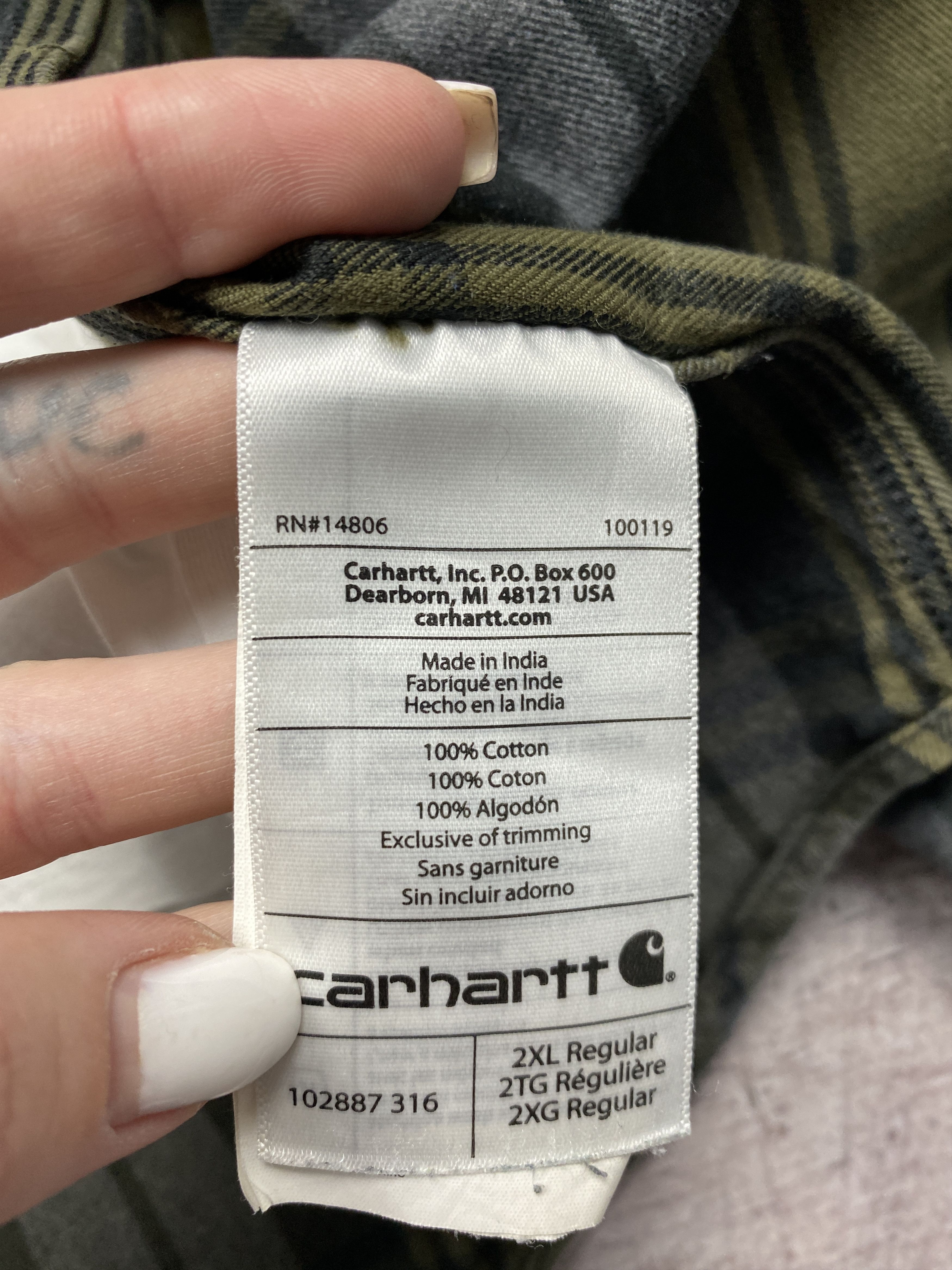 Carhartt × Vintage Carhartt Vintage Mens Flannel Plaid Shirt Y2K Overshirt Size US XXL / EU 58 / 5 - 9 Thumbnail