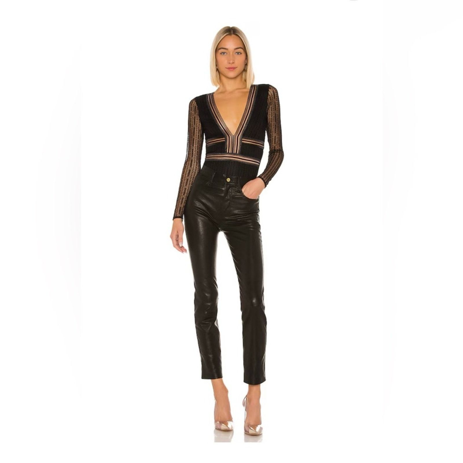 Other New Y2K Chic Black Sheer V-Neck Long Sleeve Bodysuit size XS Size XS / US 0-2 / IT 36-38 - 4 Thumbnail