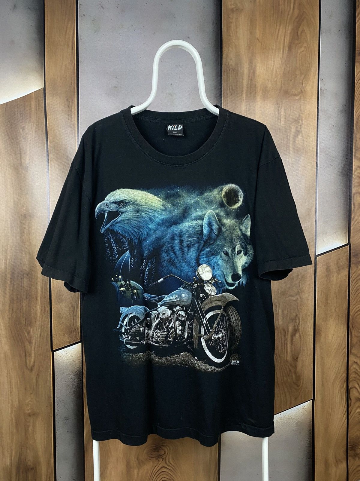 Band Tees Vintage Wild Motorcycle T-Shirt With Wolves Sculls Size US XXL / EU 58 / 5 - 1 Thumbnail