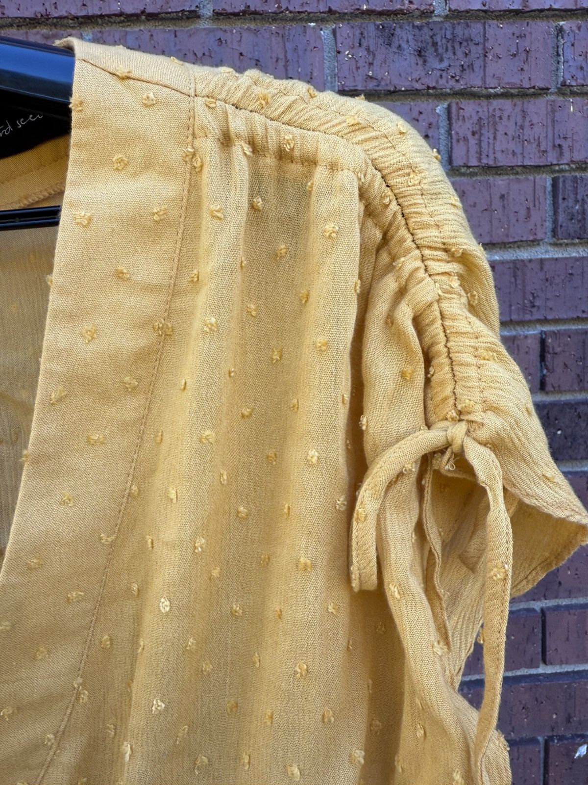 Other Mustard Seed Yellow Cropped Top V-Neck Peasant Swiss Dot Size M / US 6-8 / IT 42-44 - 3 Thumbnail