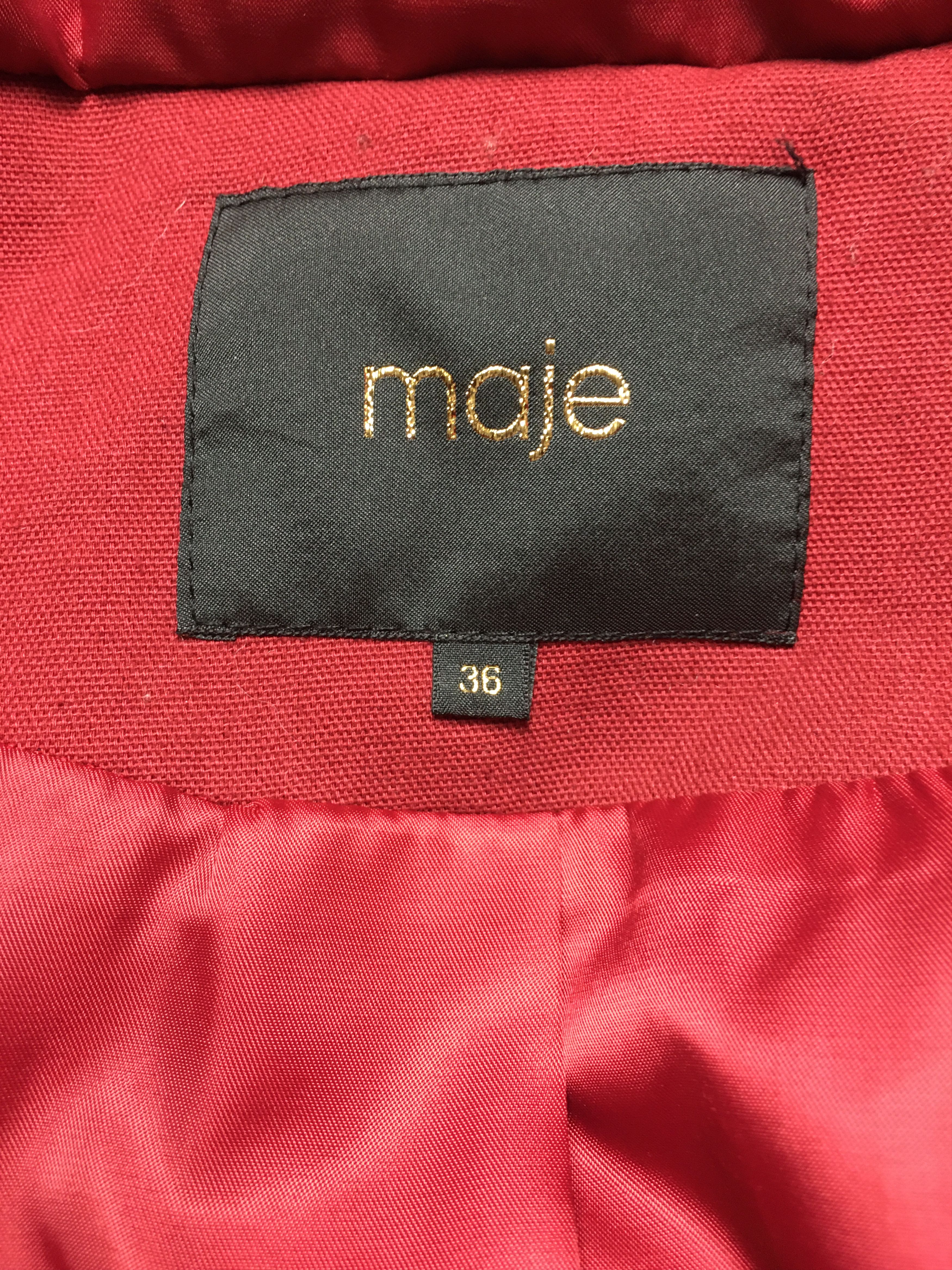 Maje MAJE Burgundy Faux Fur Jacket Size EU 36 Size S / US 4 / IT 40 - 12 Thumbnail