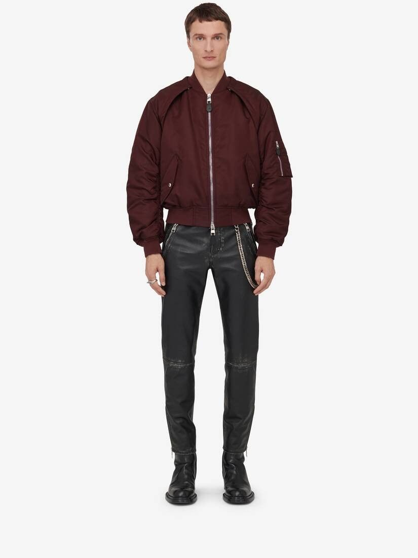 Alexander McQueen o1w1db10725 Detachable Sleeve Bomber Jacket in Bordeaux Size US M / EU 48-50 / 2 - 2 Thumbnail