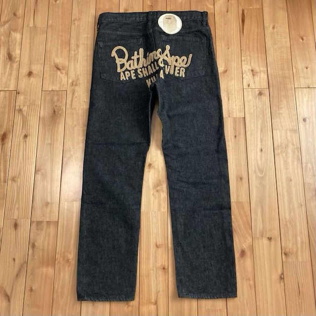 Bape BAPE Champion gold embroidered black denim pants ★size M Size US 32 / EU 48 - 1 Thumbnail