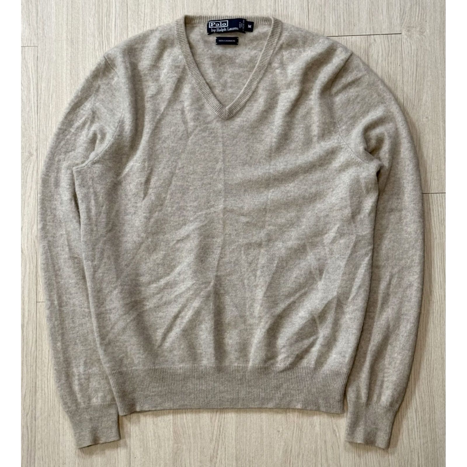 Ralph Lauren VINTAGE Ralph Lauren Polo 100% Cashmere V-Neck Sweater Medium Beige Long Sleeve Men Sweatshirt Pullover 90s Classic Preppy USA Designer Dad Size US M / EU 48-50 / 2 - 2 Thumbnail