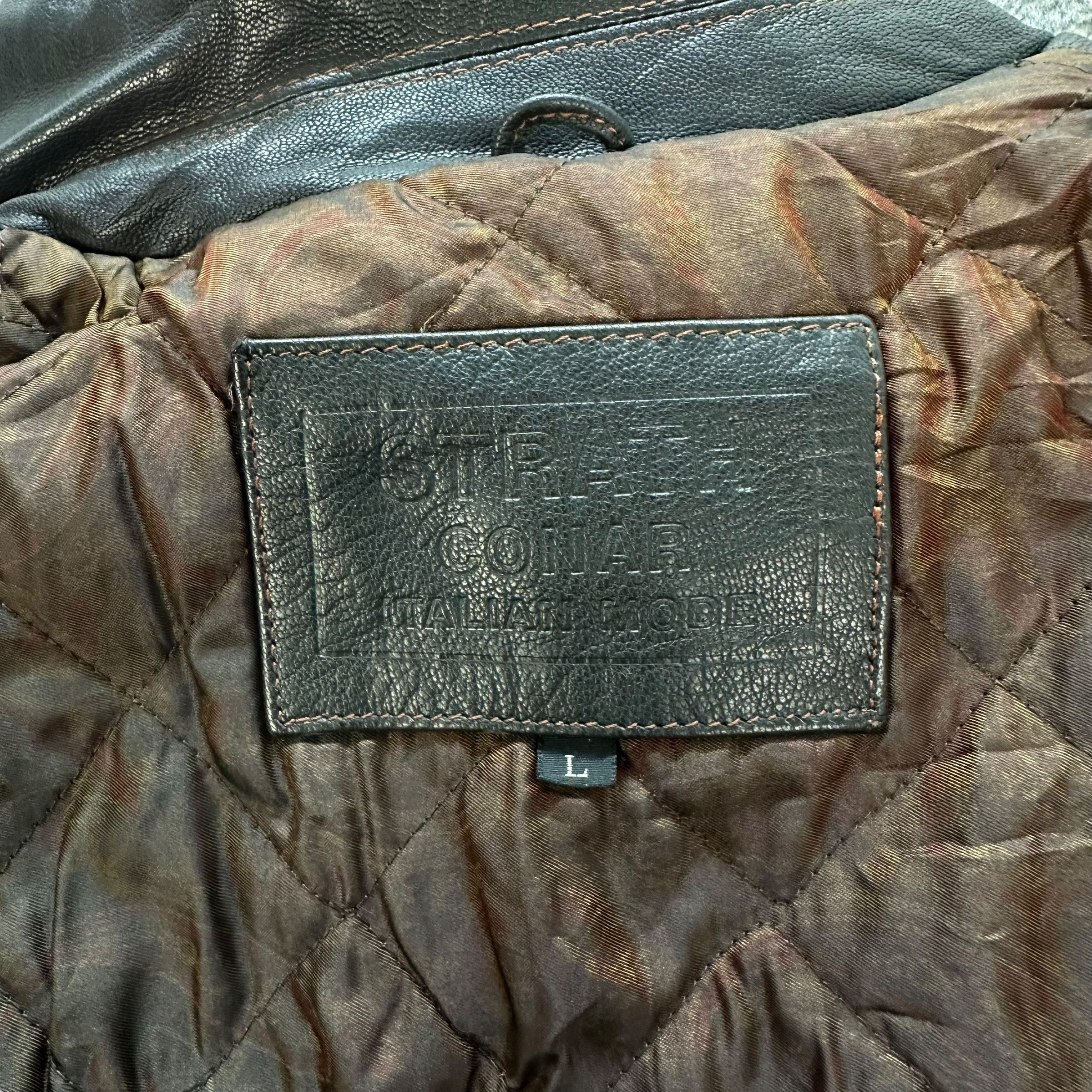 Vintage STRATH CONAR ITALIAN MODE 4 POCKET LEATHER JACKET #8990-46 Size US L / EU 52-54 / 3 - 8 Thumbnail