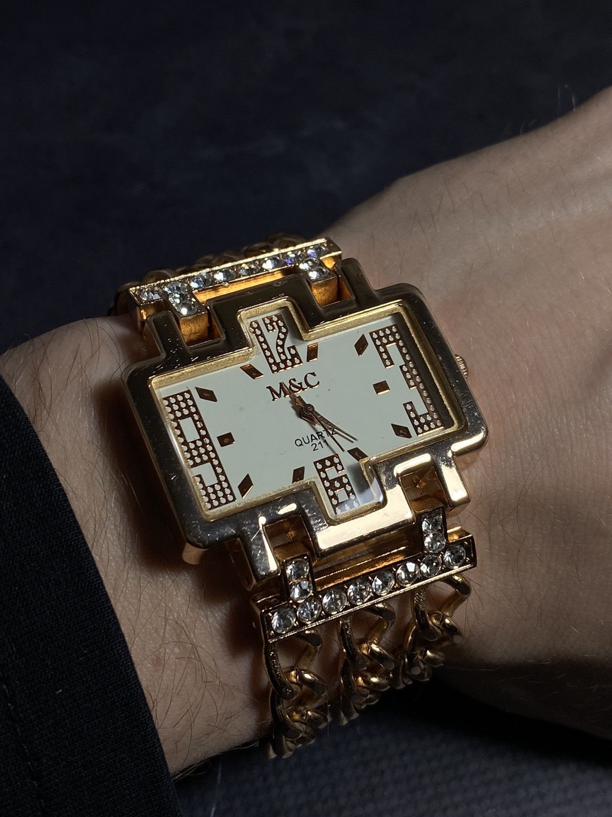 Jewelry Vintage M&C Gold Plated Watch with Crystal Details✨ Size ONE SIZE - 4 Thumbnail
