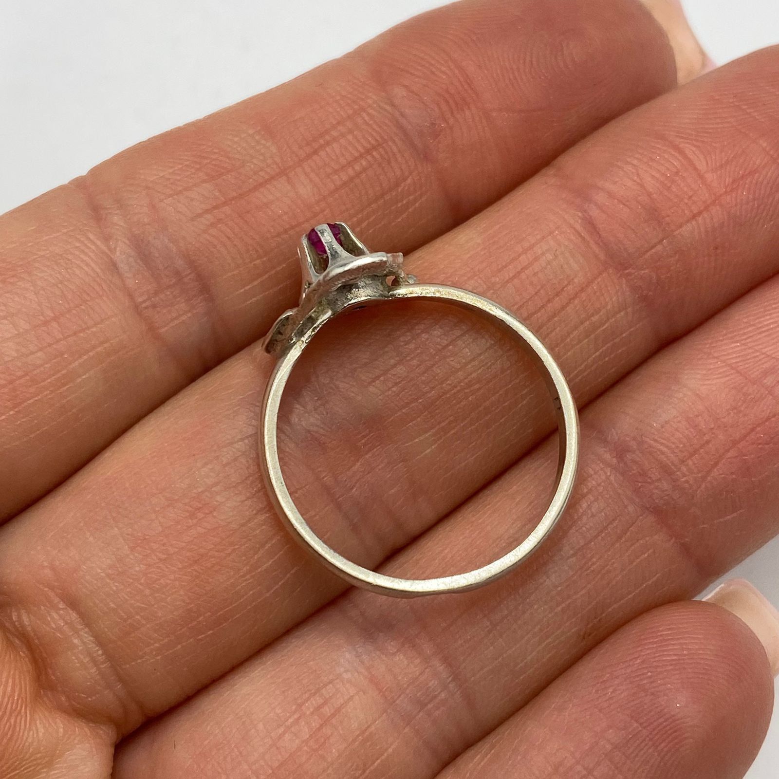 Sterling Silver Vintage Soviet 925 Sterling Silver Ruby Ring Size 8.5 Size ONE SIZE - 4 Thumbnail