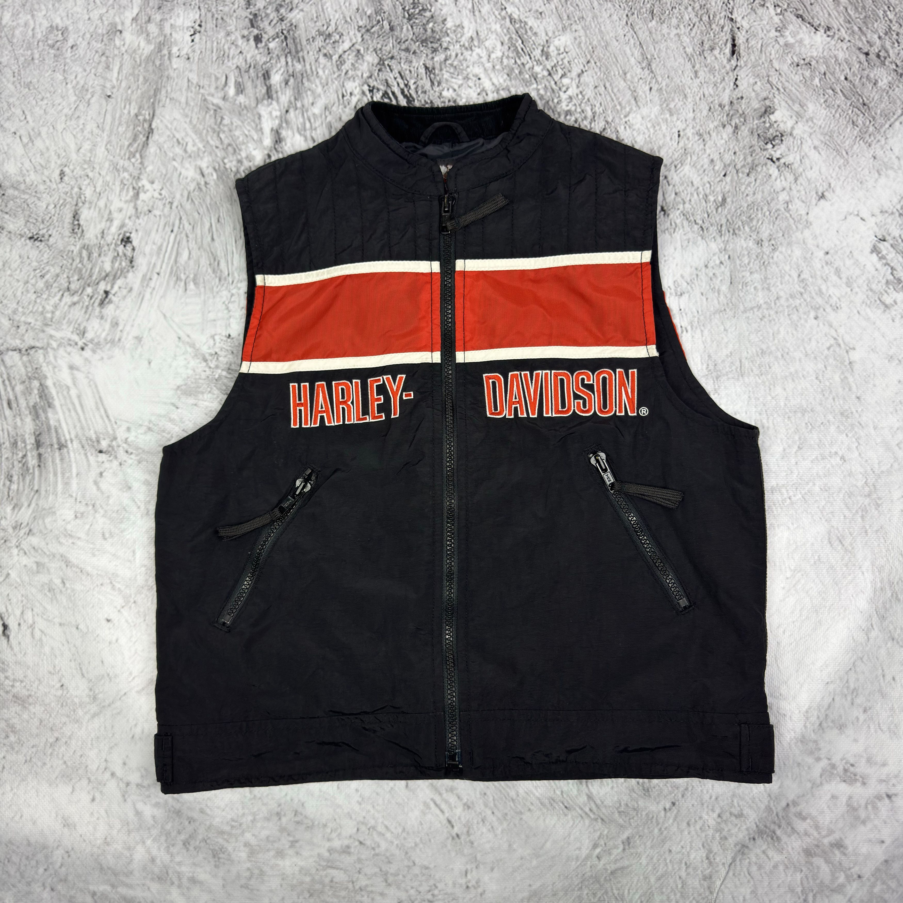 Harley-Davidson Black Orange Full Zip Racing Vest XL