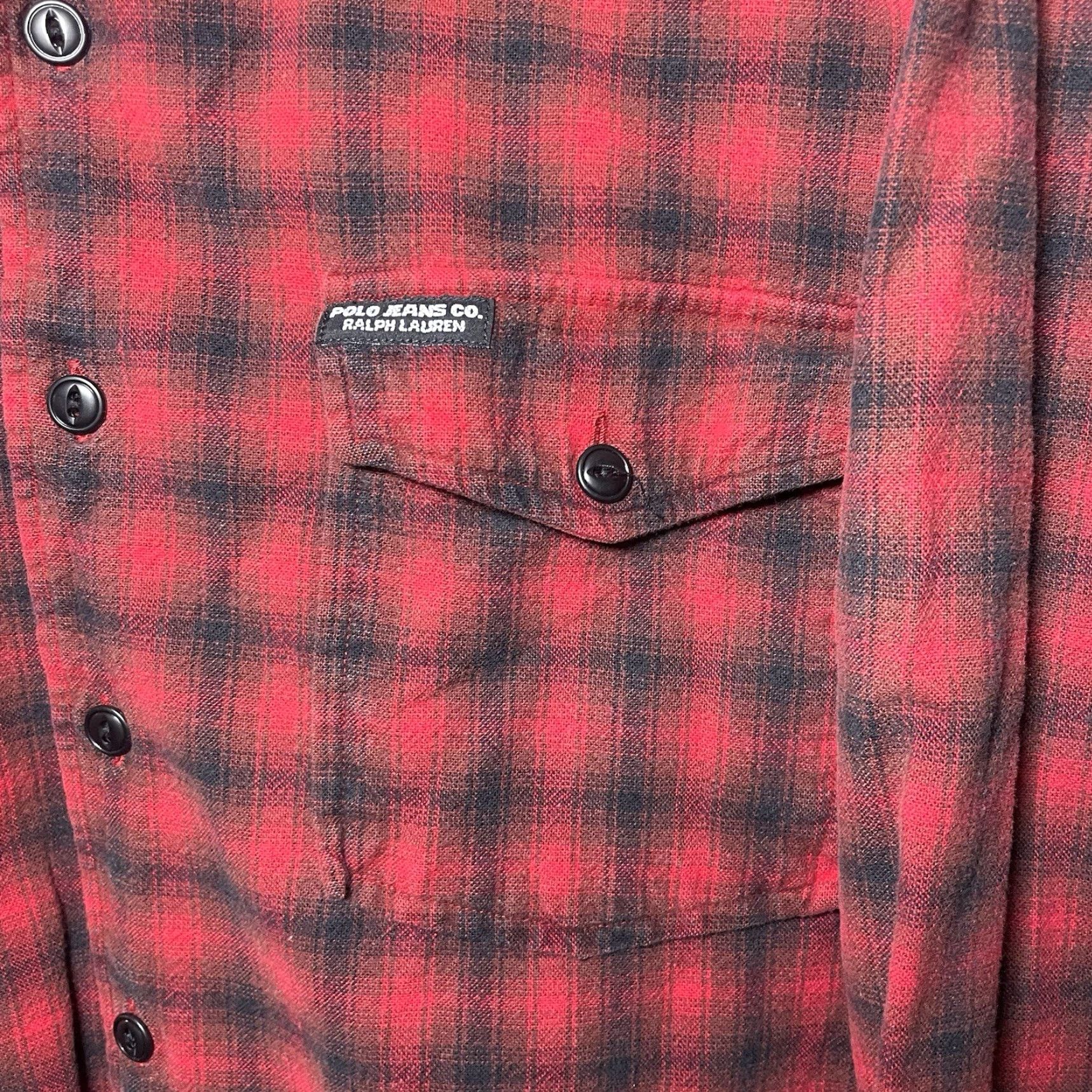 Vintage VTG Polo Jeans Co Button-Up Shirt Black Red Plaid Long Sleeve Mens M Size US M / EU 48-50 / 2 - 4 Thumbnail